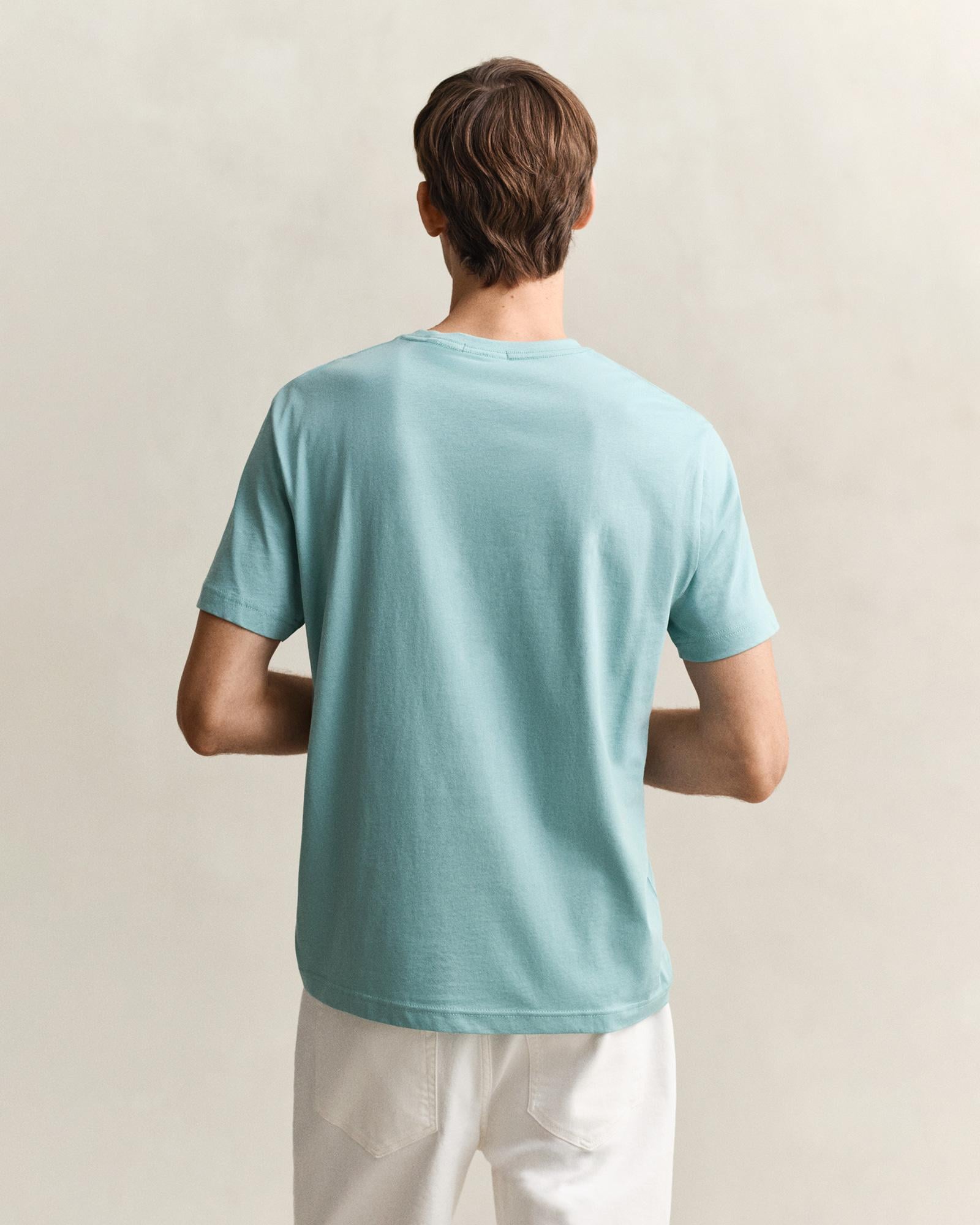 GANT Erkek Mavi Bisiklet Yaka Regular Fit Logolu T-Shirt