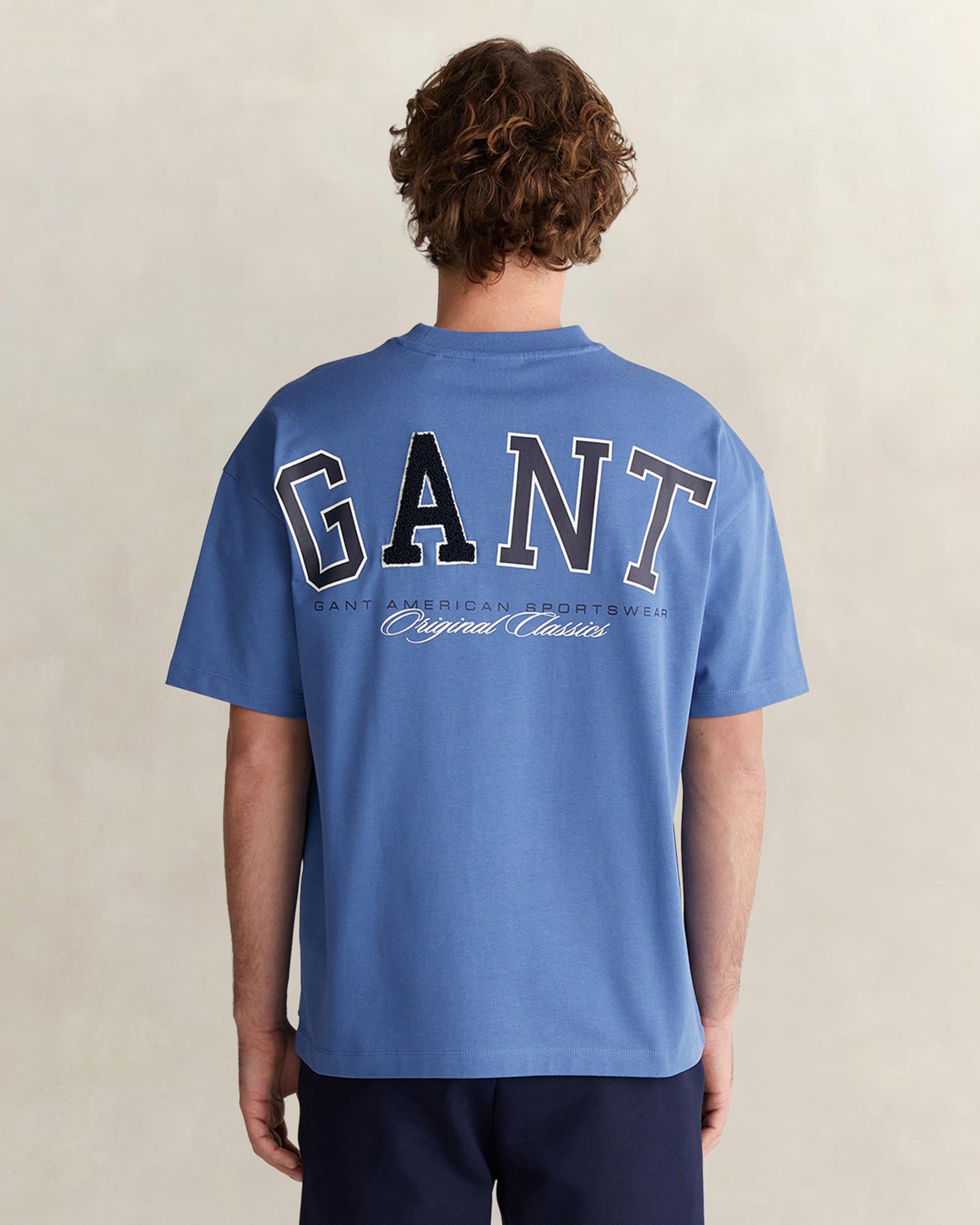 GANT Erkek Mavi Kısa Kollu T-Shirt