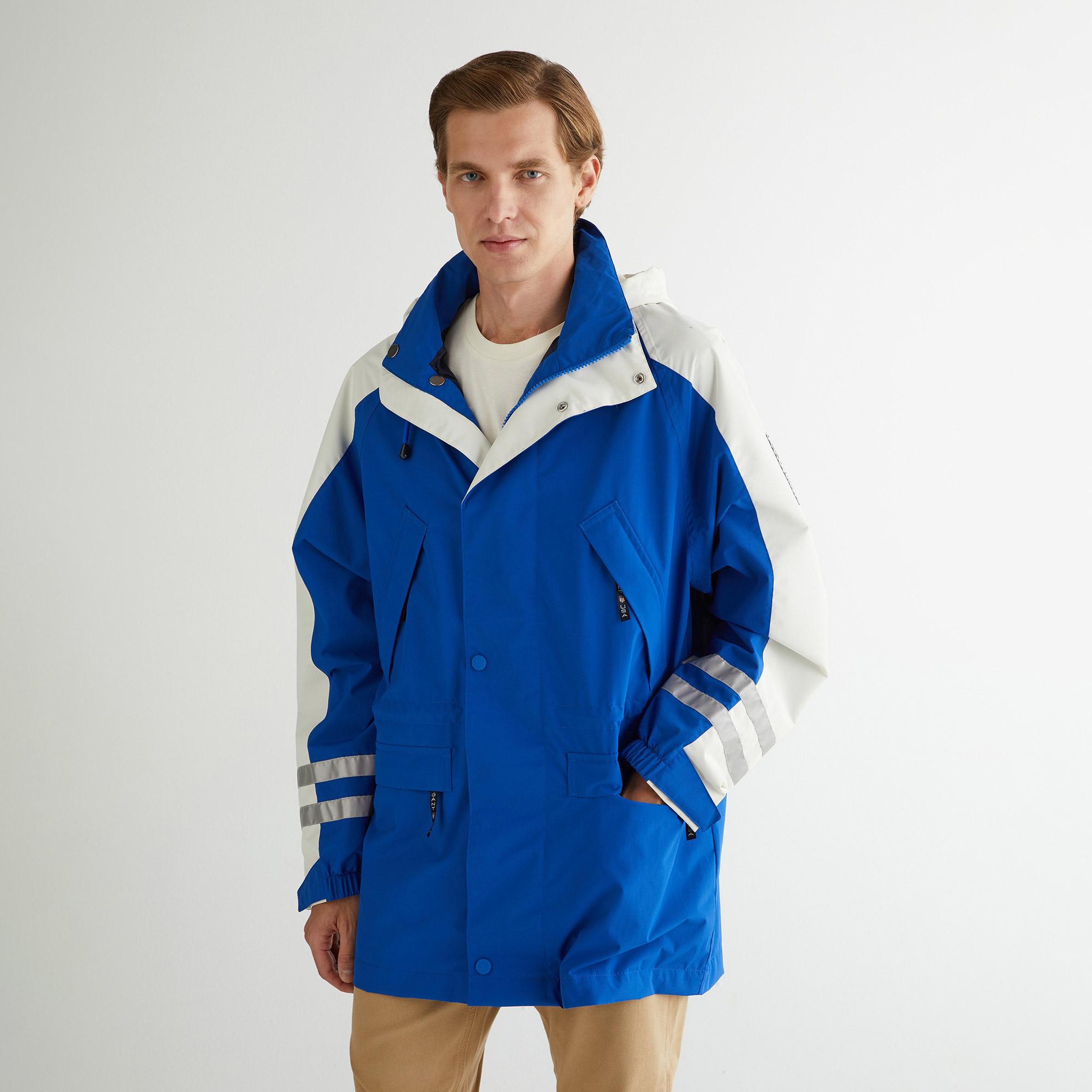 GANT Erkek Lacivert Regular Fit Kapüşonlu Renk Bloklu Mont