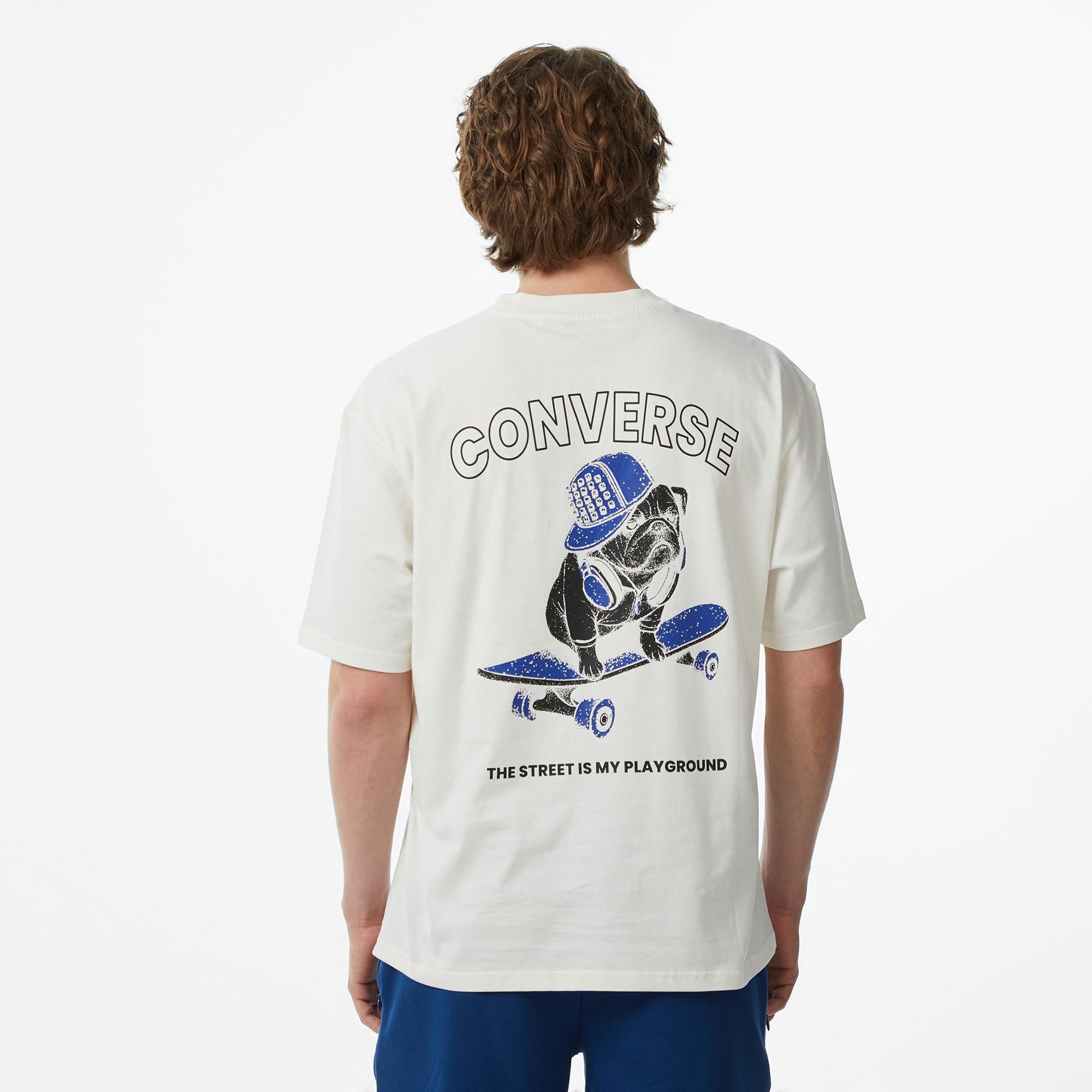 Converse Erkek Krem Grafik Baskılı T-Shirt