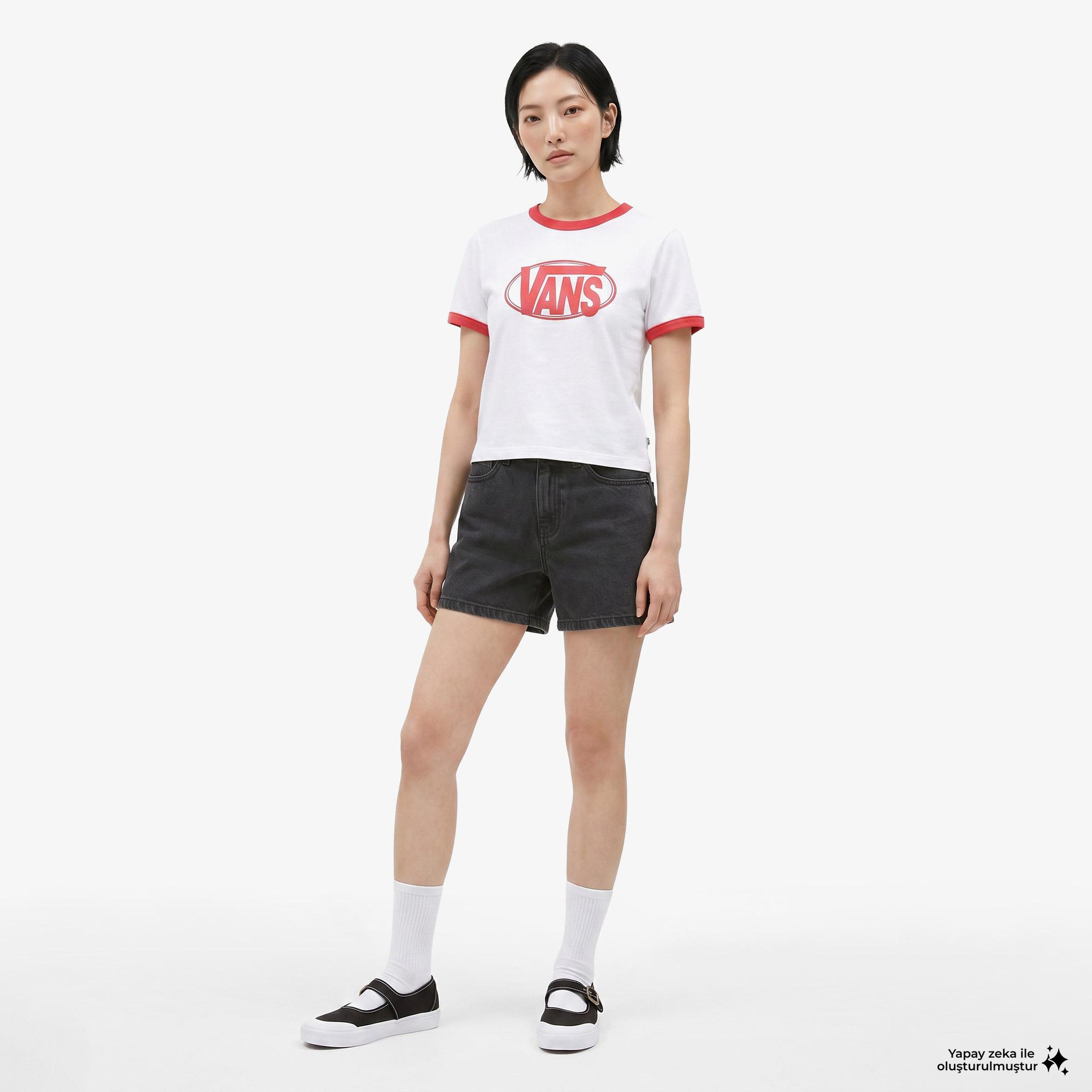 Vans Center Chest Ringer  Kadın Beyaz T-Shirt