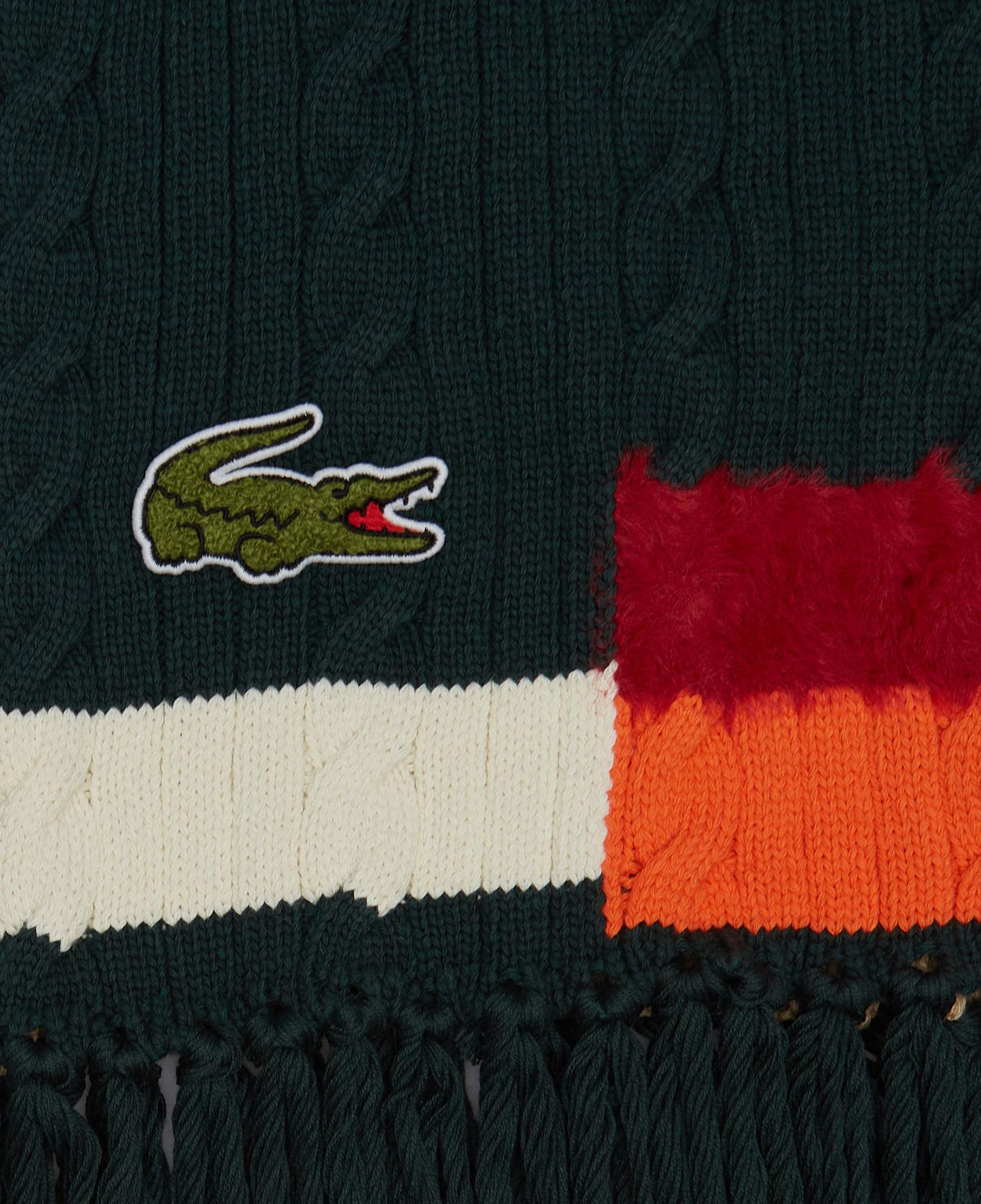 Unisex Renk Bloklu Koyu Yeşil Atkı