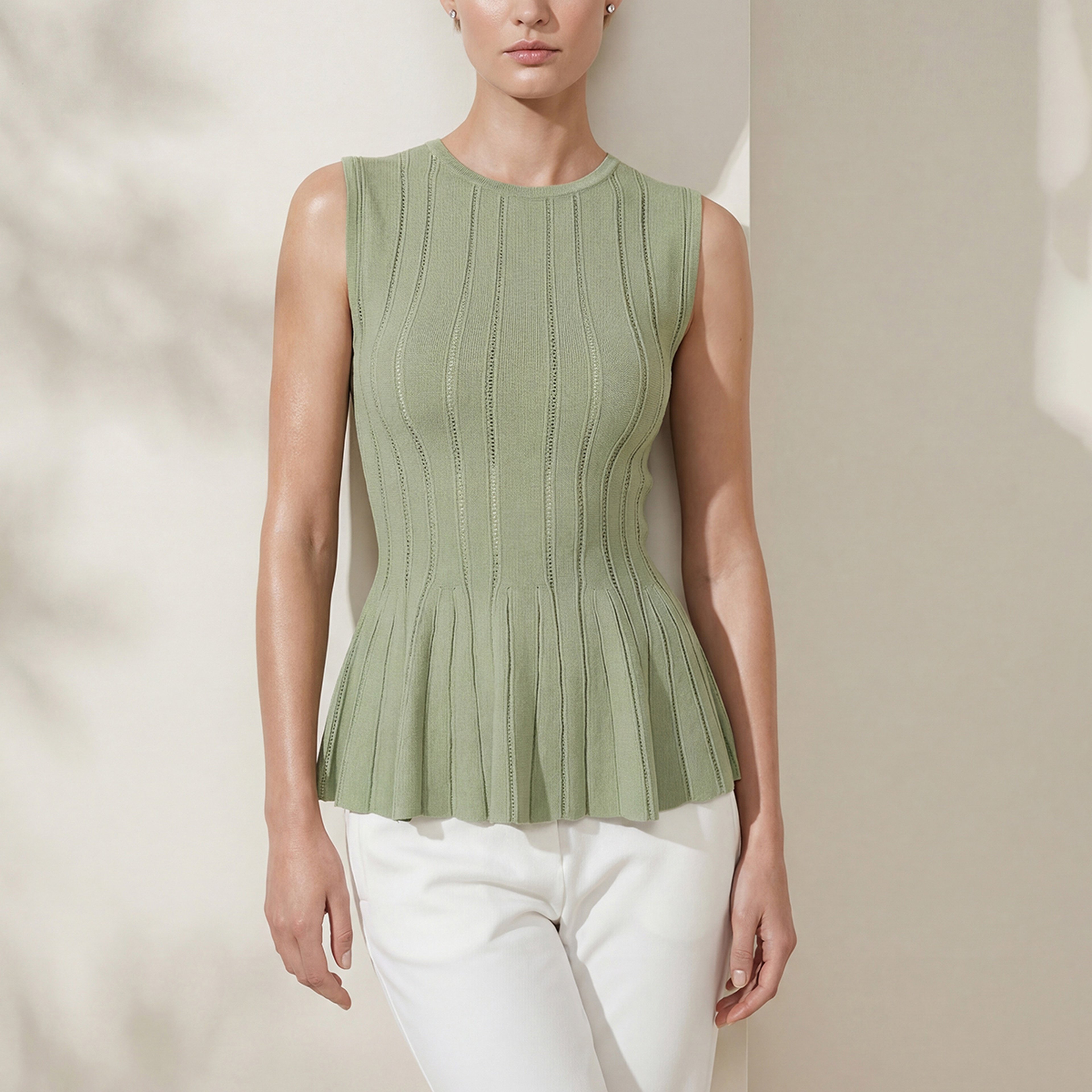 Join Us Bisiklet Yaka Peplum Yeşil Bluz