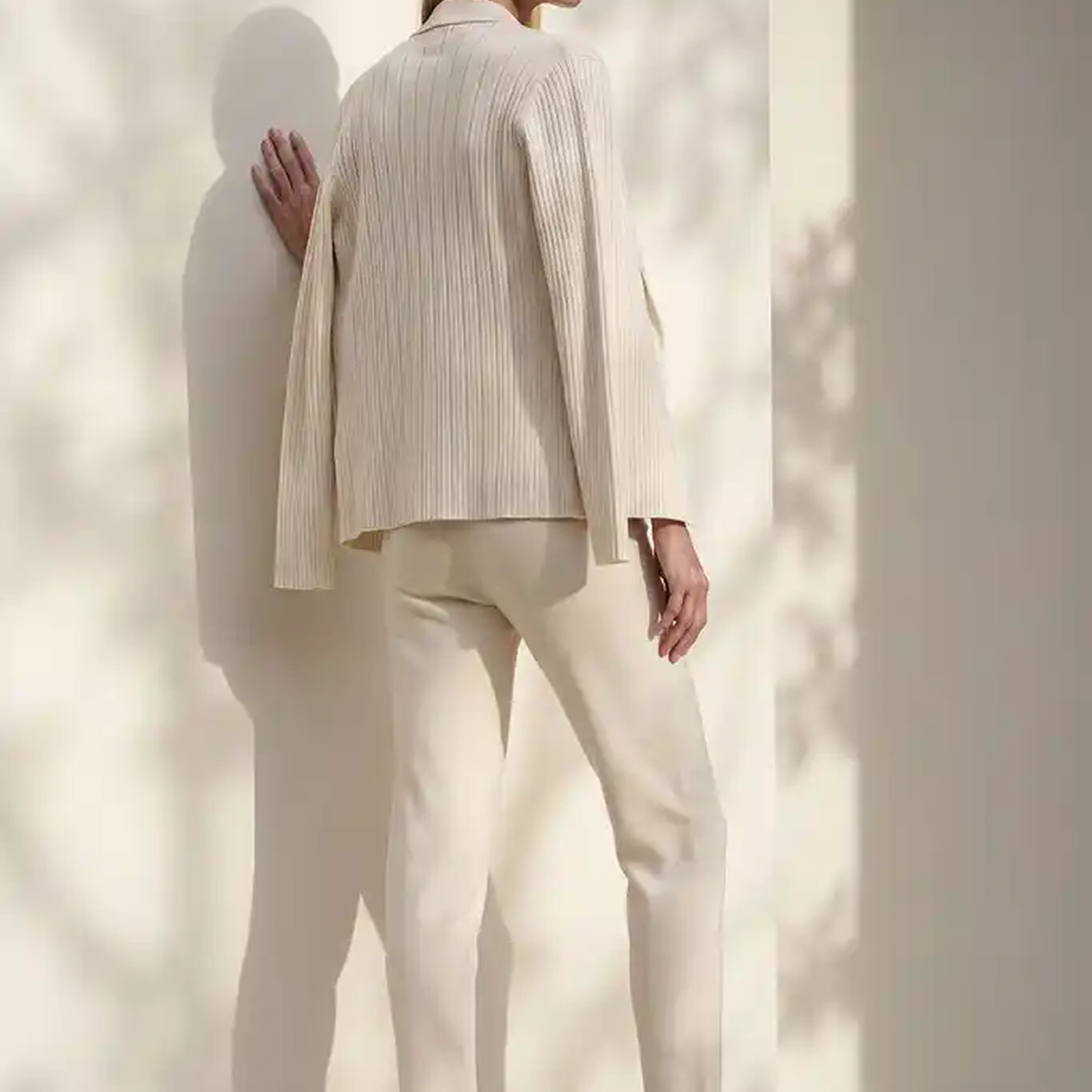Tek Düğmeli Ajurlu Ekru Ceket