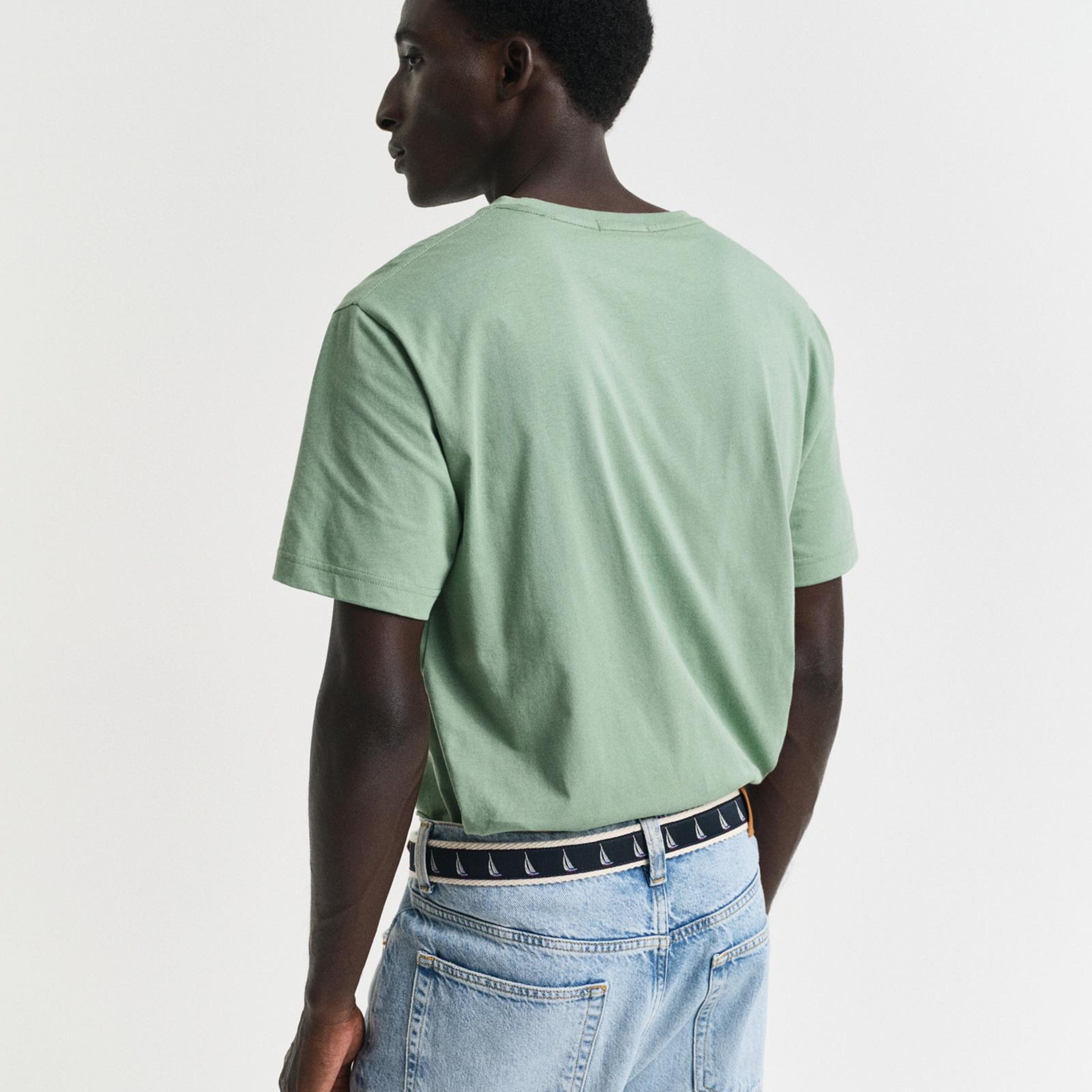 GANT Erkek Yeşil Regular Fit Bisiklet Yaka T-Shirt