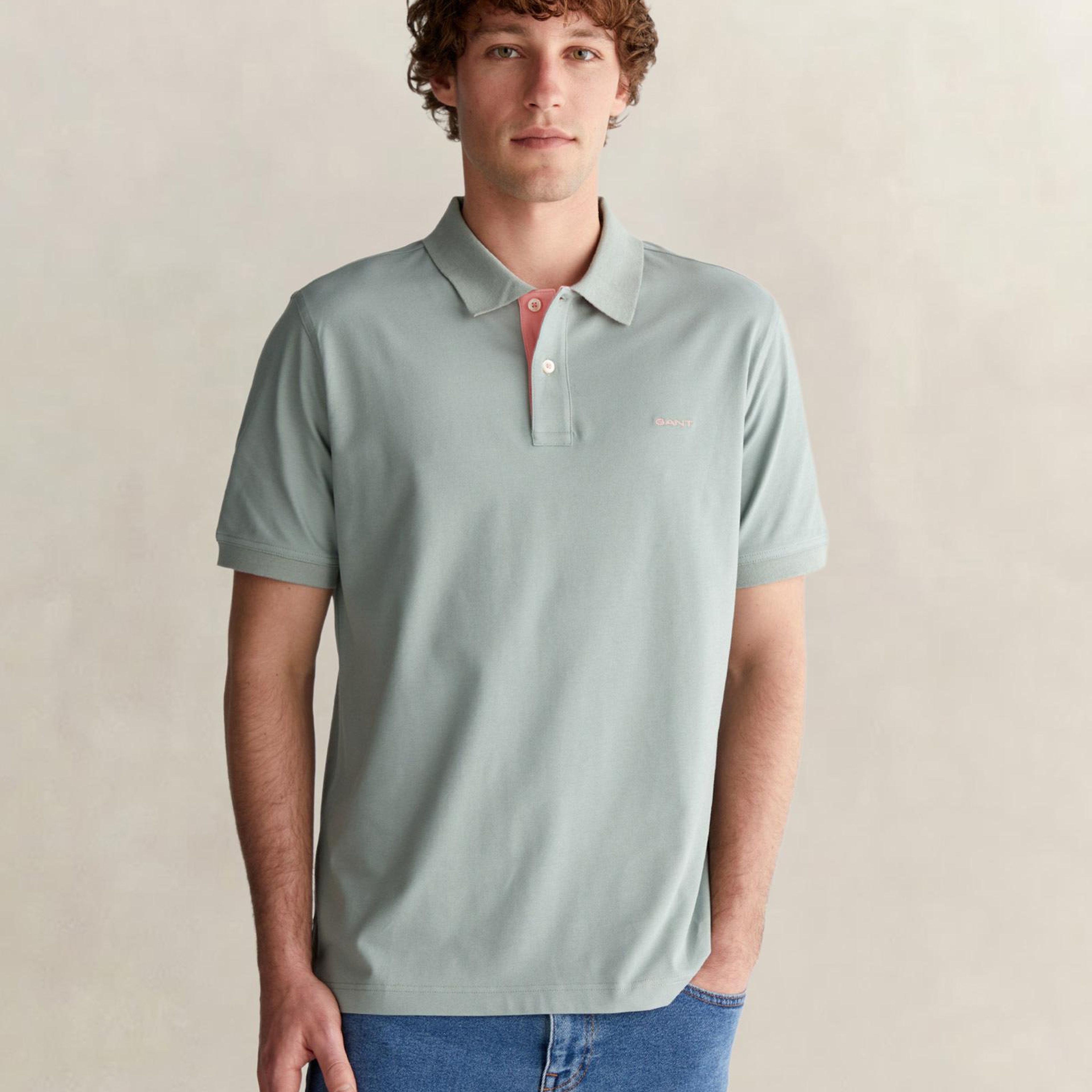 GANT Erkek Yeşil Regular Fit Polo Yaka T-Shirt
