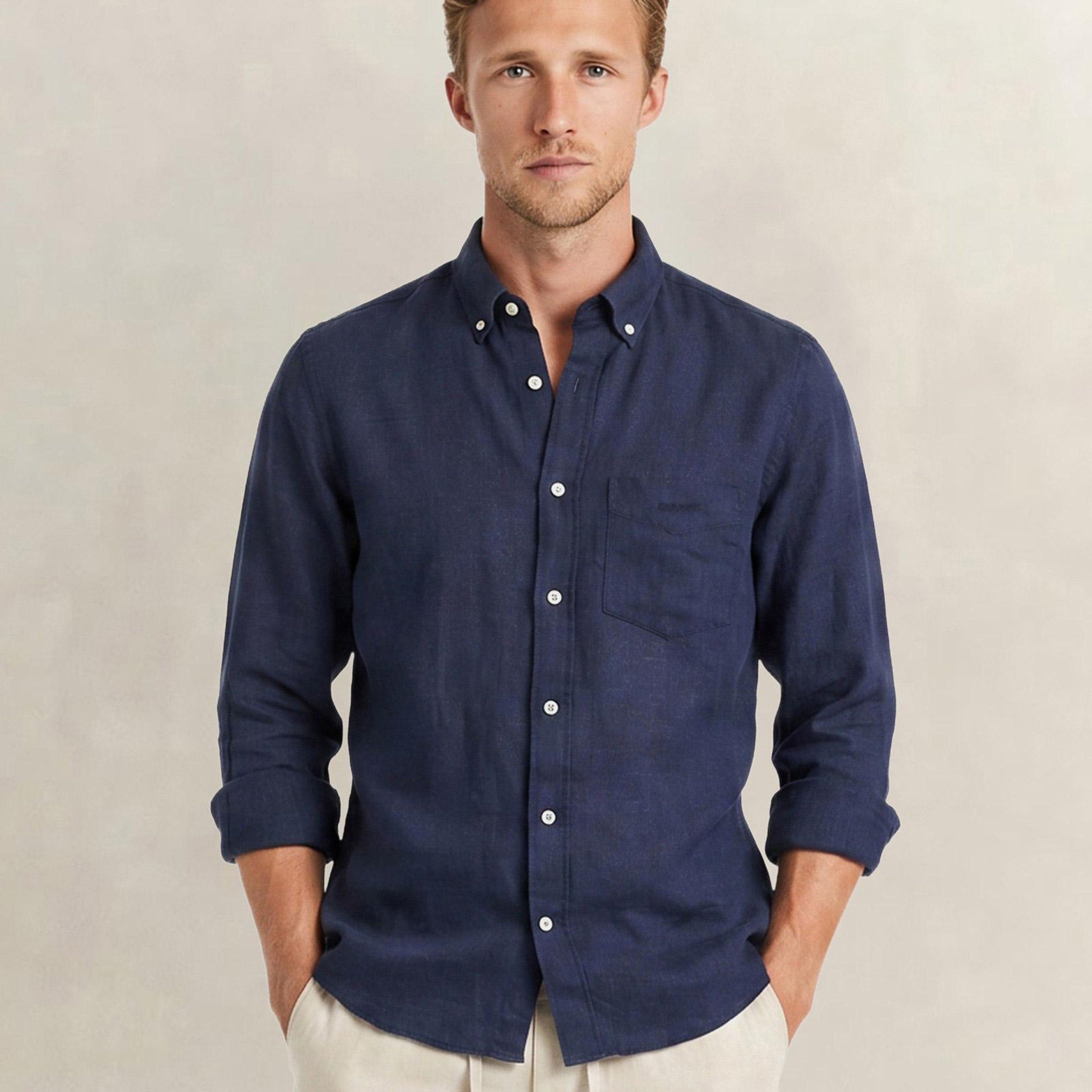 GANT Erkek Lacivert Regular Fit Gömlek