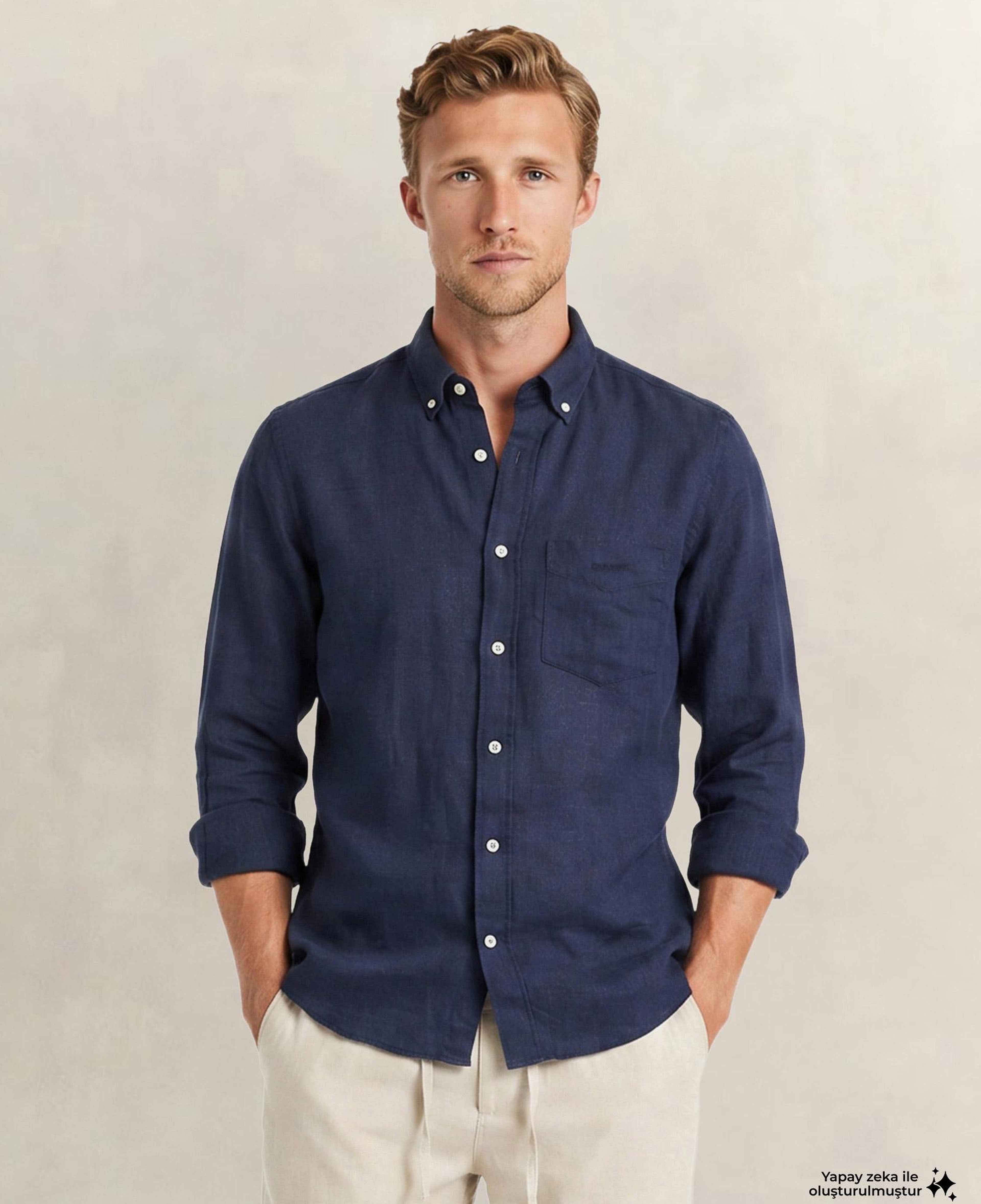 GANT Erkek Lacivert Regular Fit Gömlek