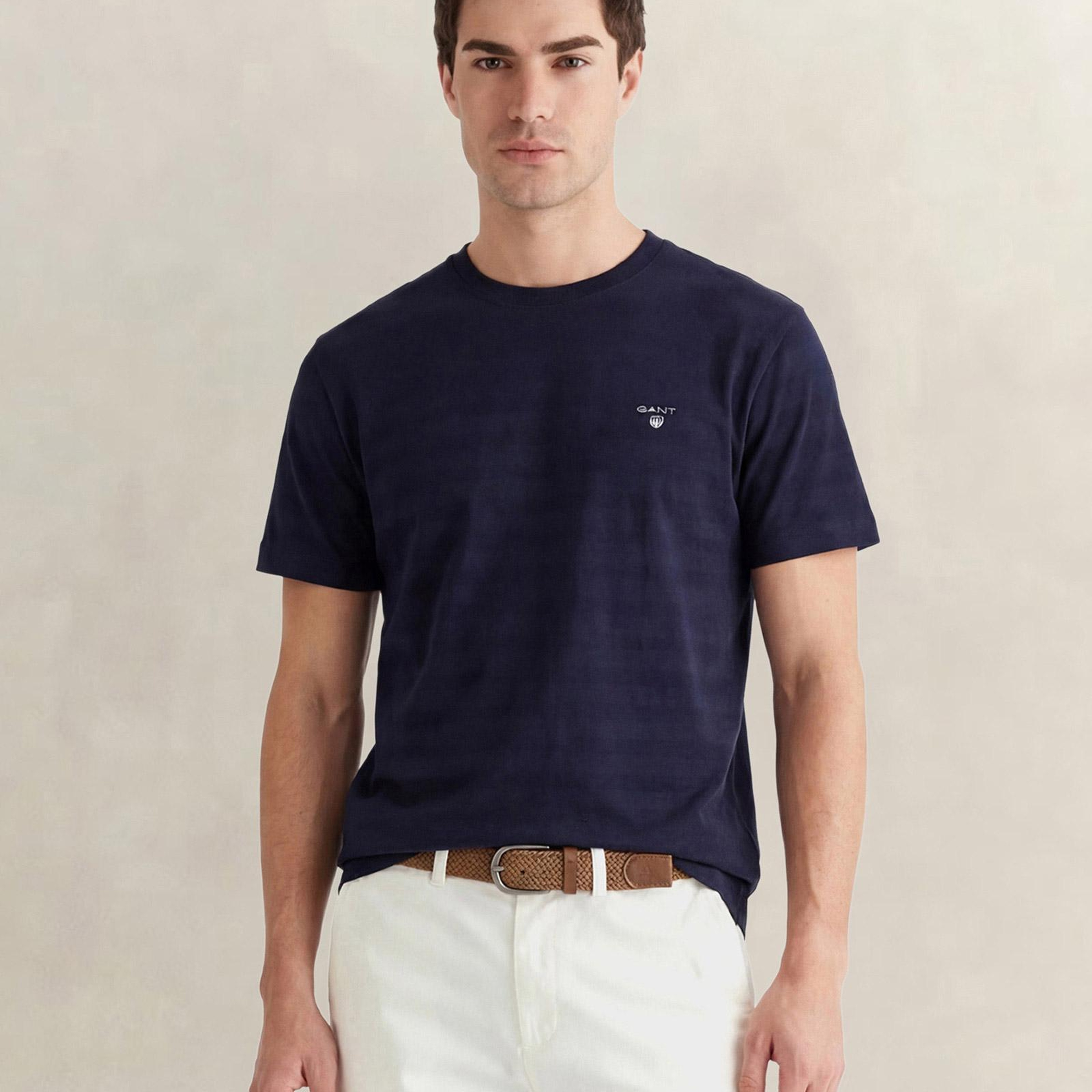 GANT Erkek Lacivert Bisiklet Yaka Regular Fit T-Shirt