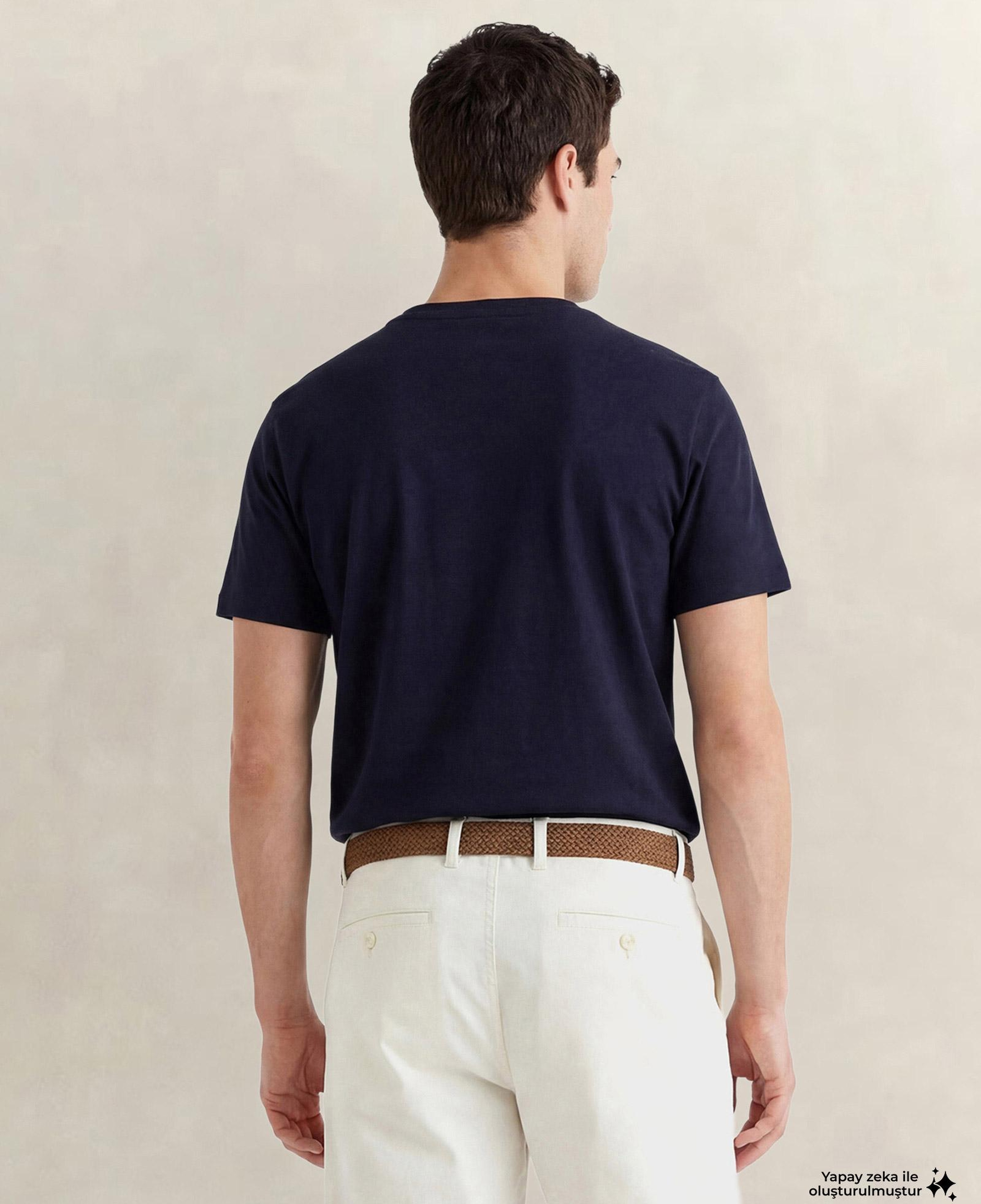 GANT Erkek Lacivert Bisiklet Yaka Regular Fit T-Shirt