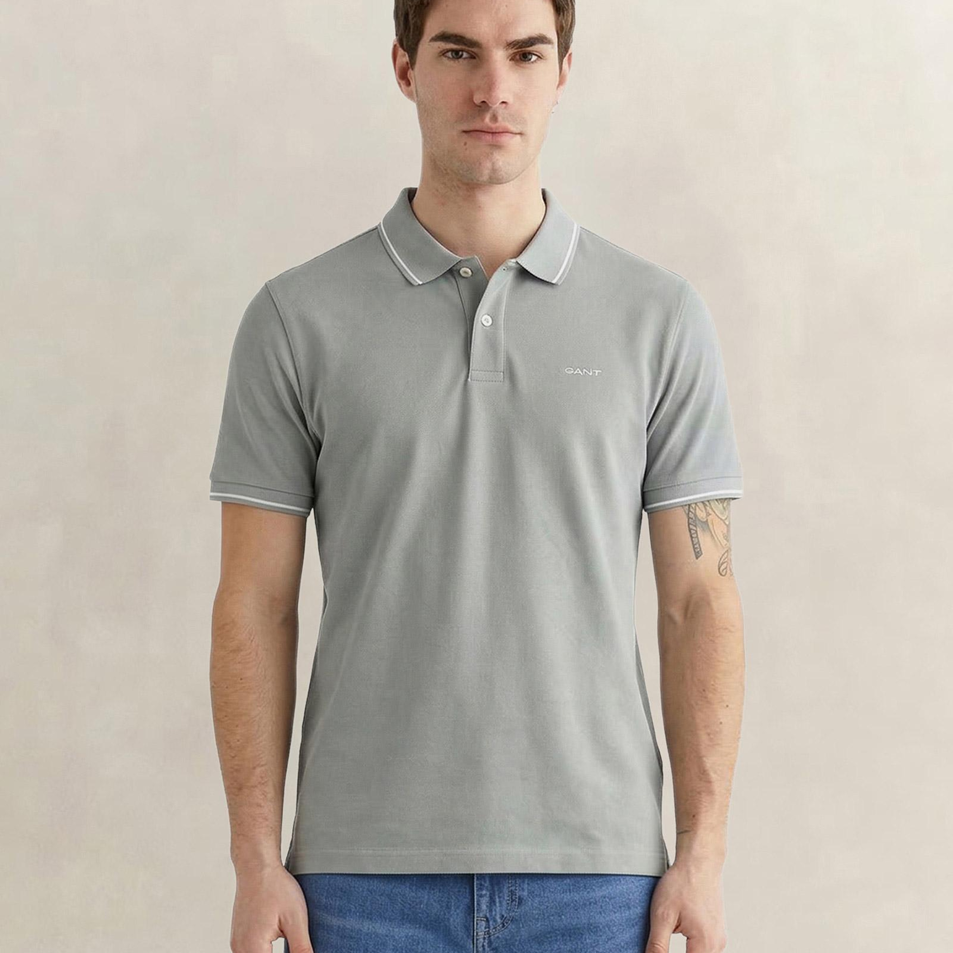 GANT Erkek Yeşil Regular Fit Polo Yaka T-Shirt