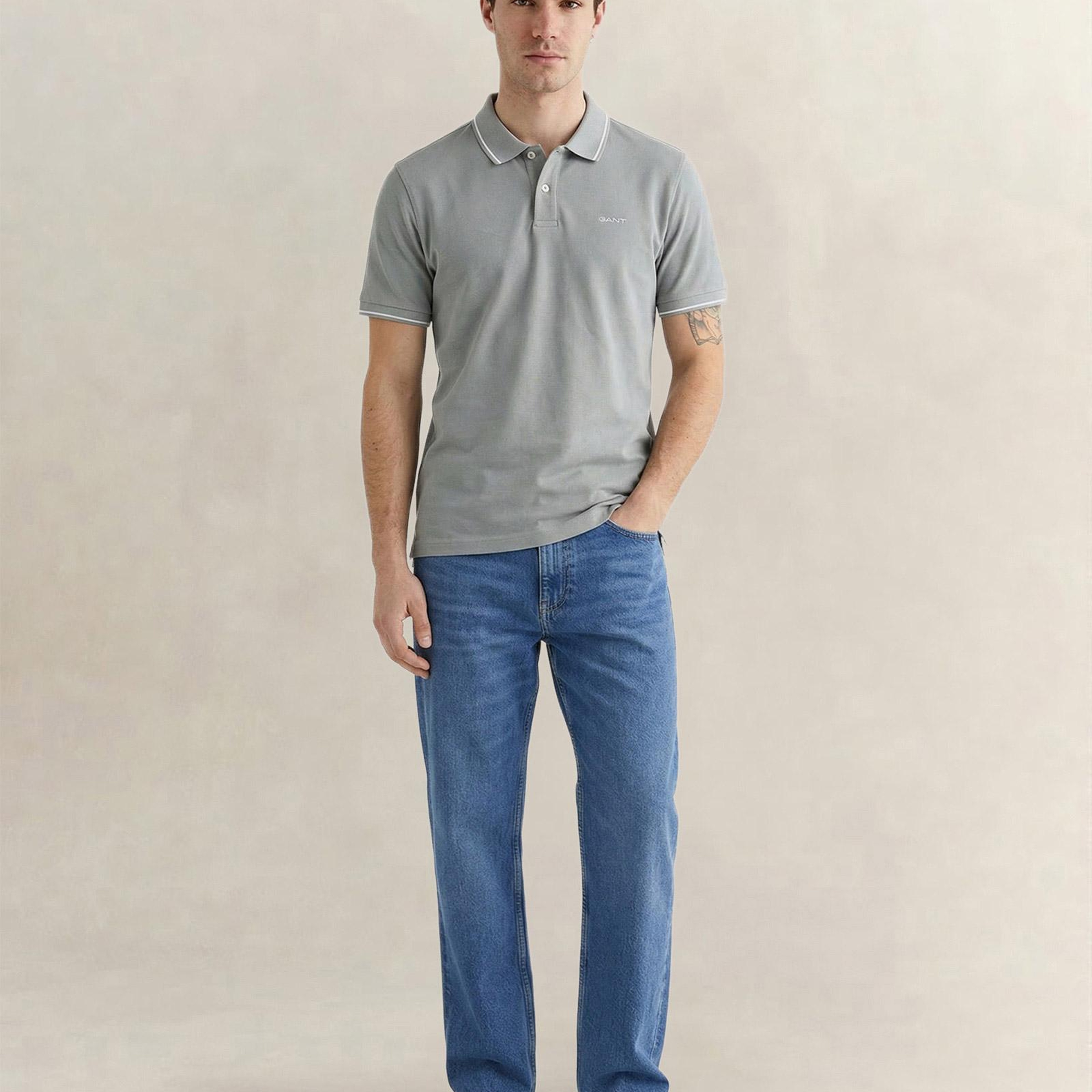 GANT Erkek Yeşil Regular Fit Polo Yaka T-Shirt
