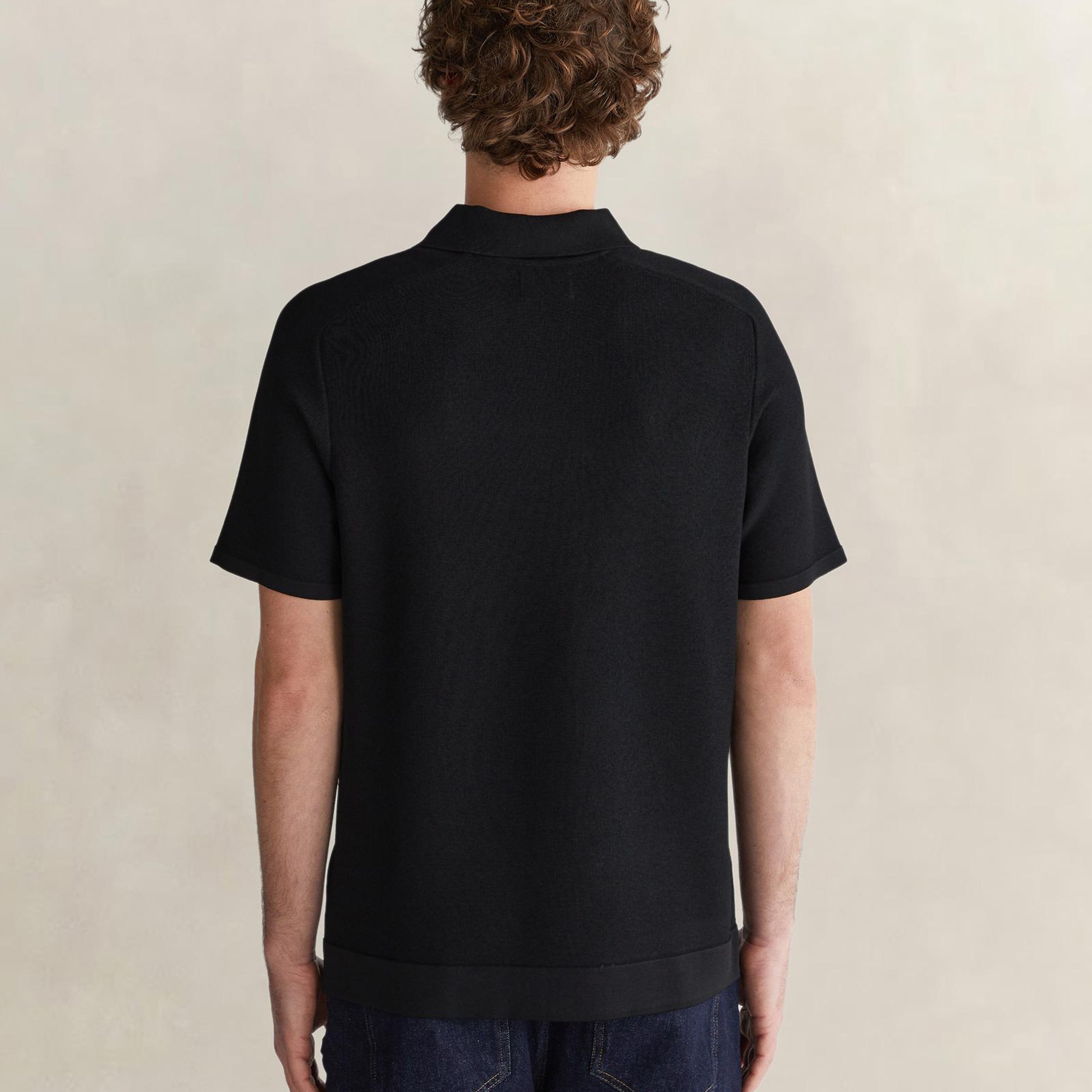 GANT Erkek Siyah Regular Fit Yarım Fermuarlı Kısa Kollu T-Shirt