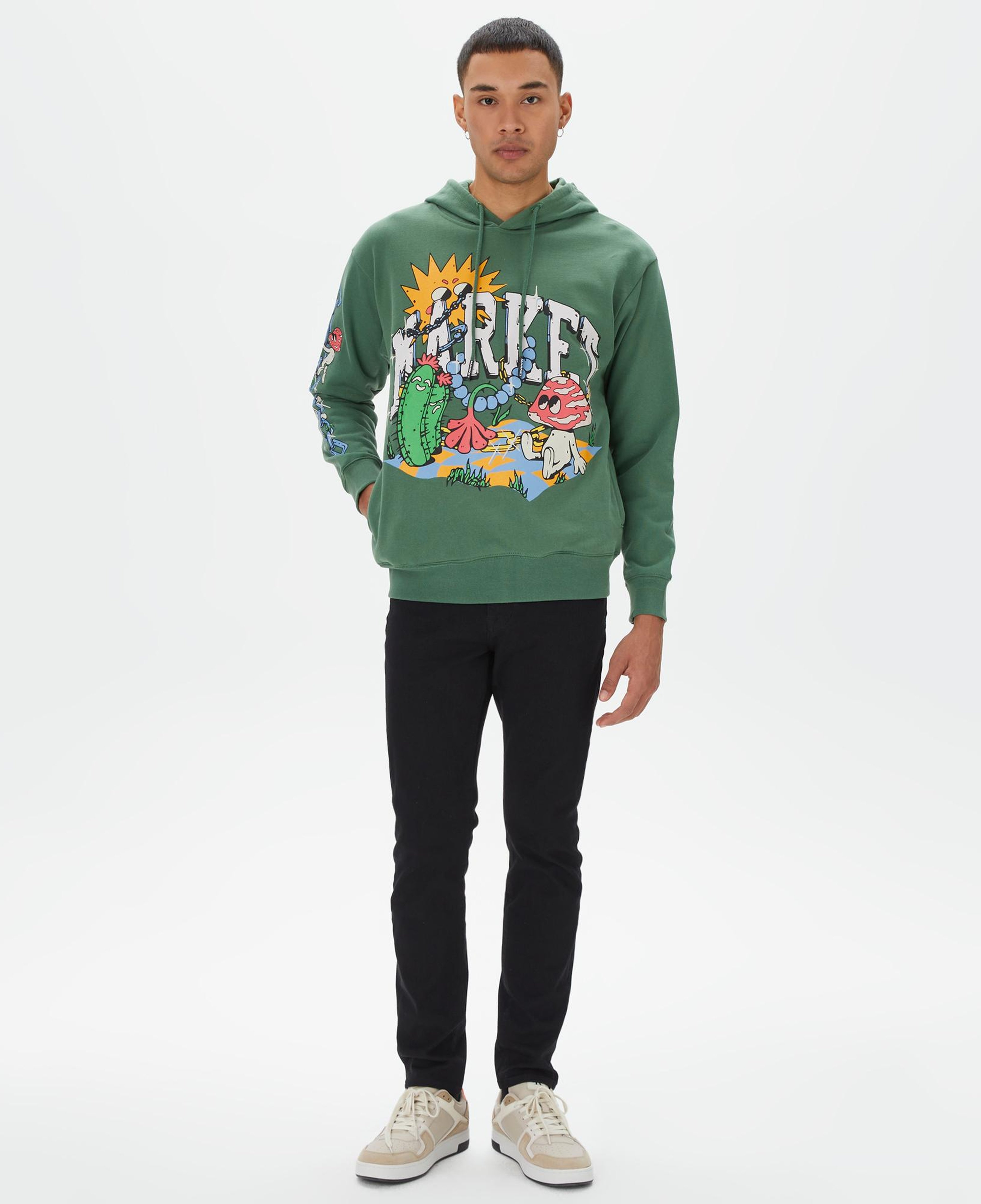 Market Fantasy Farm Pullover Erkek Yeşil Hoodie