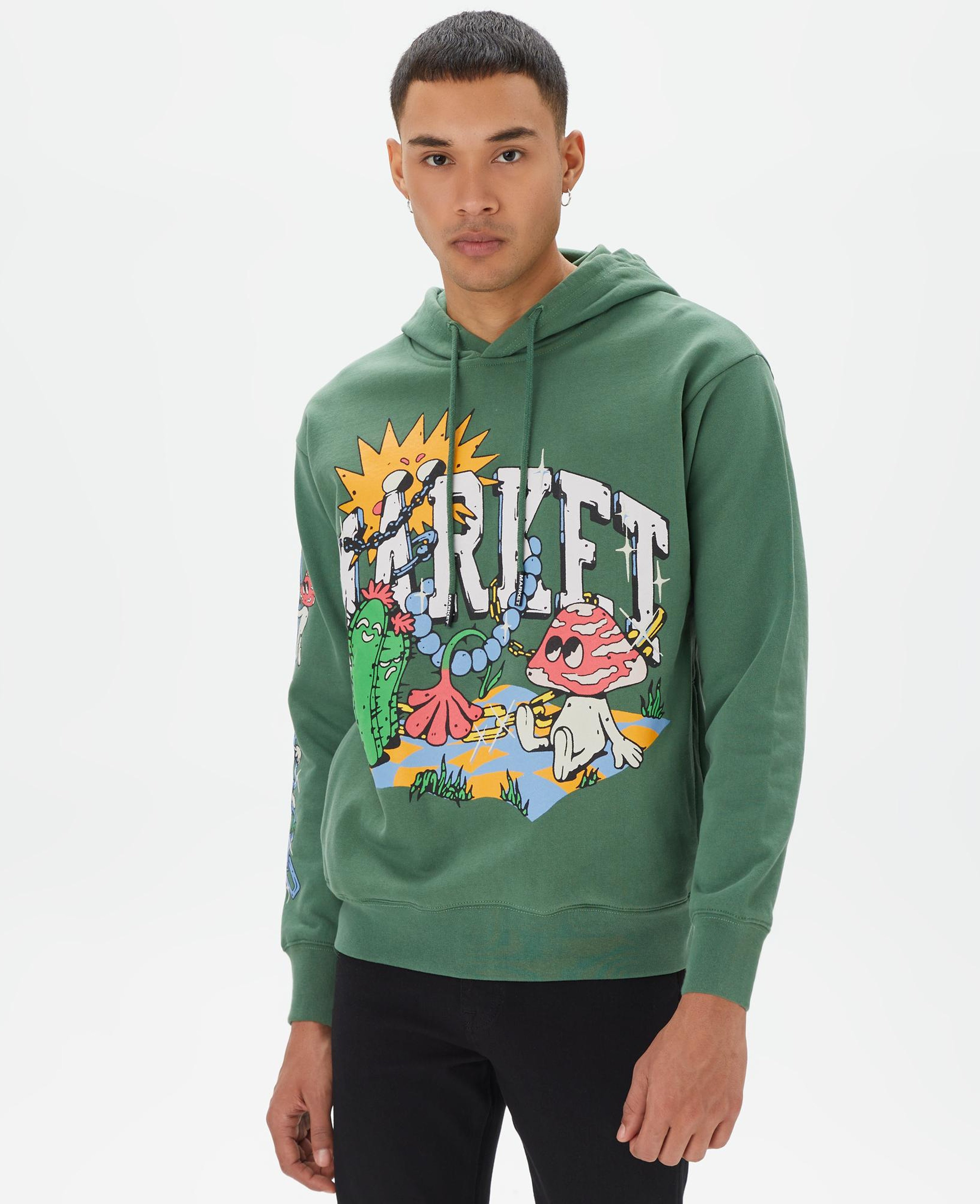 Market Fantasy Farm Pullover Erkek Yeşil Hoodie