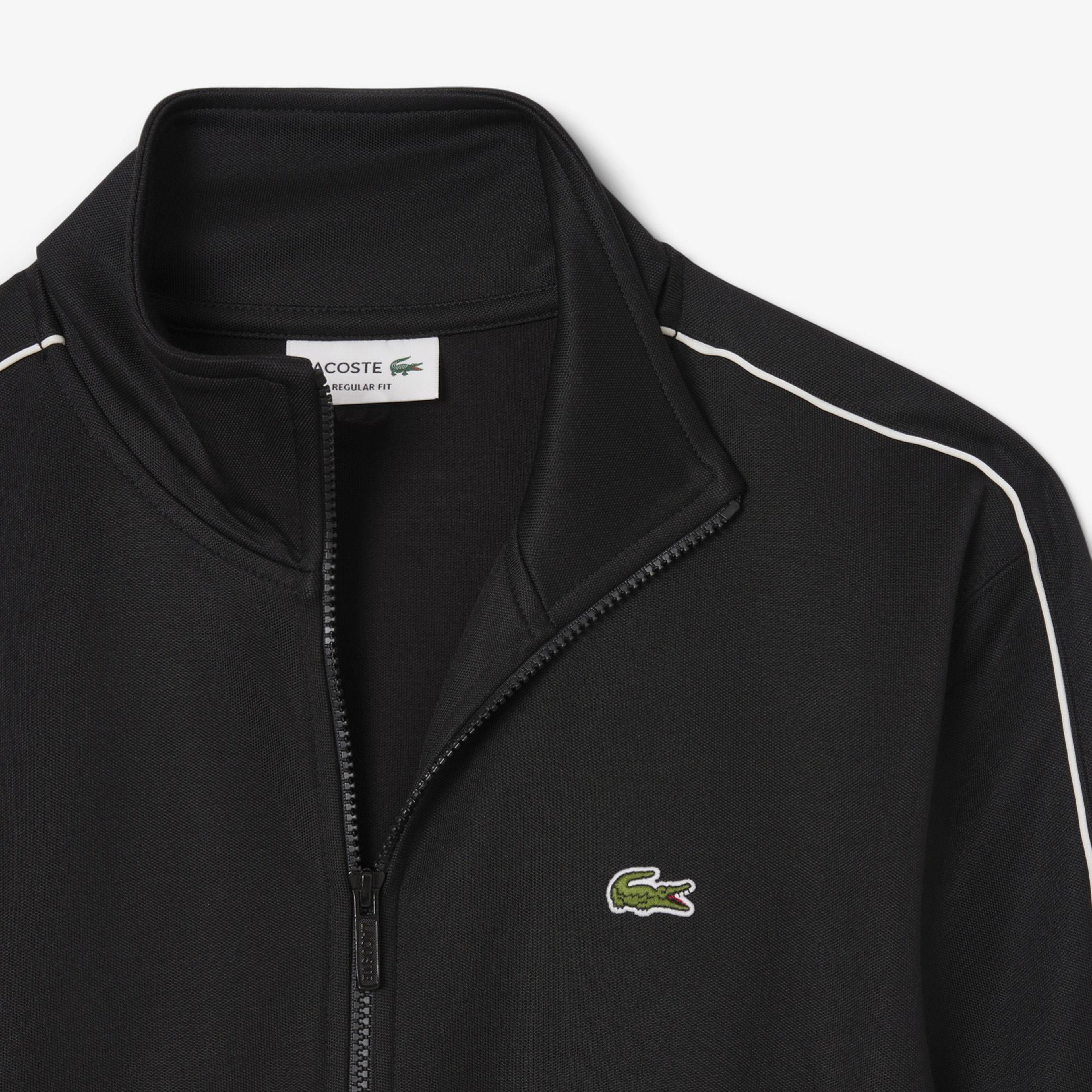 Lacoste Paris Piqué Zip Front Track Erkek Siyah Ceket