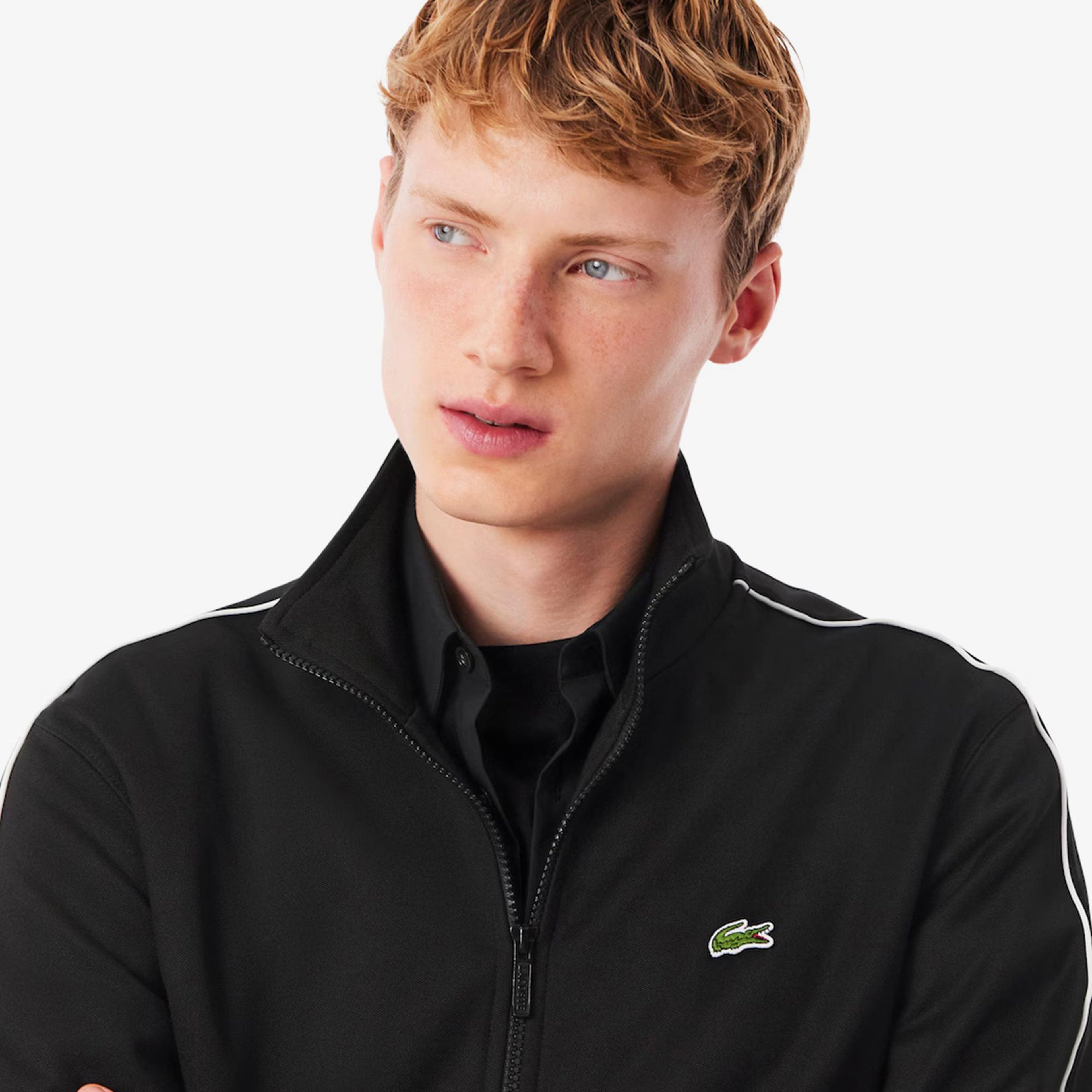 Lacoste Paris Piqué Zip Front Track Erkek Siyah Ceket