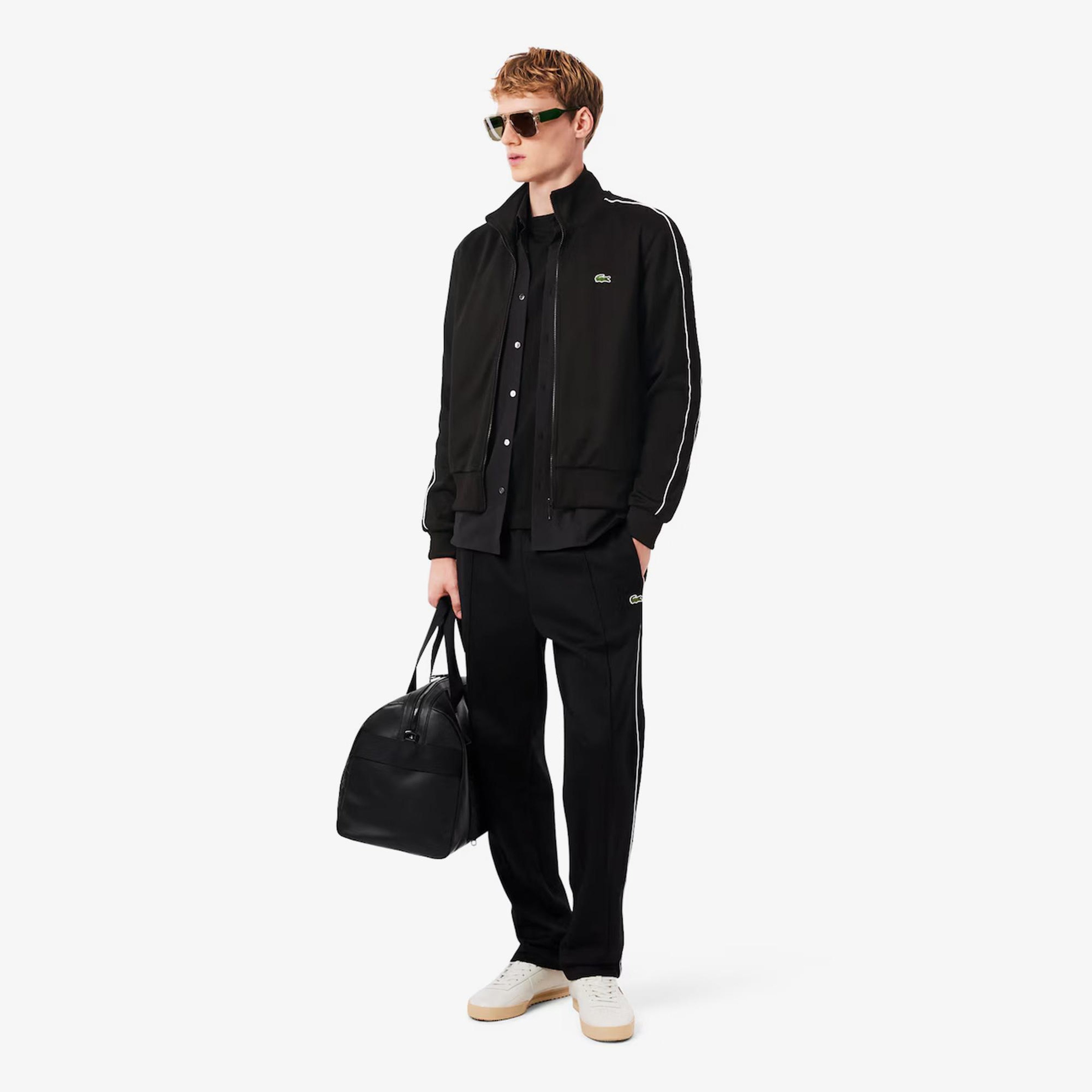 Lacoste Paris Piqué Zip Front Track Erkek Siyah Ceket