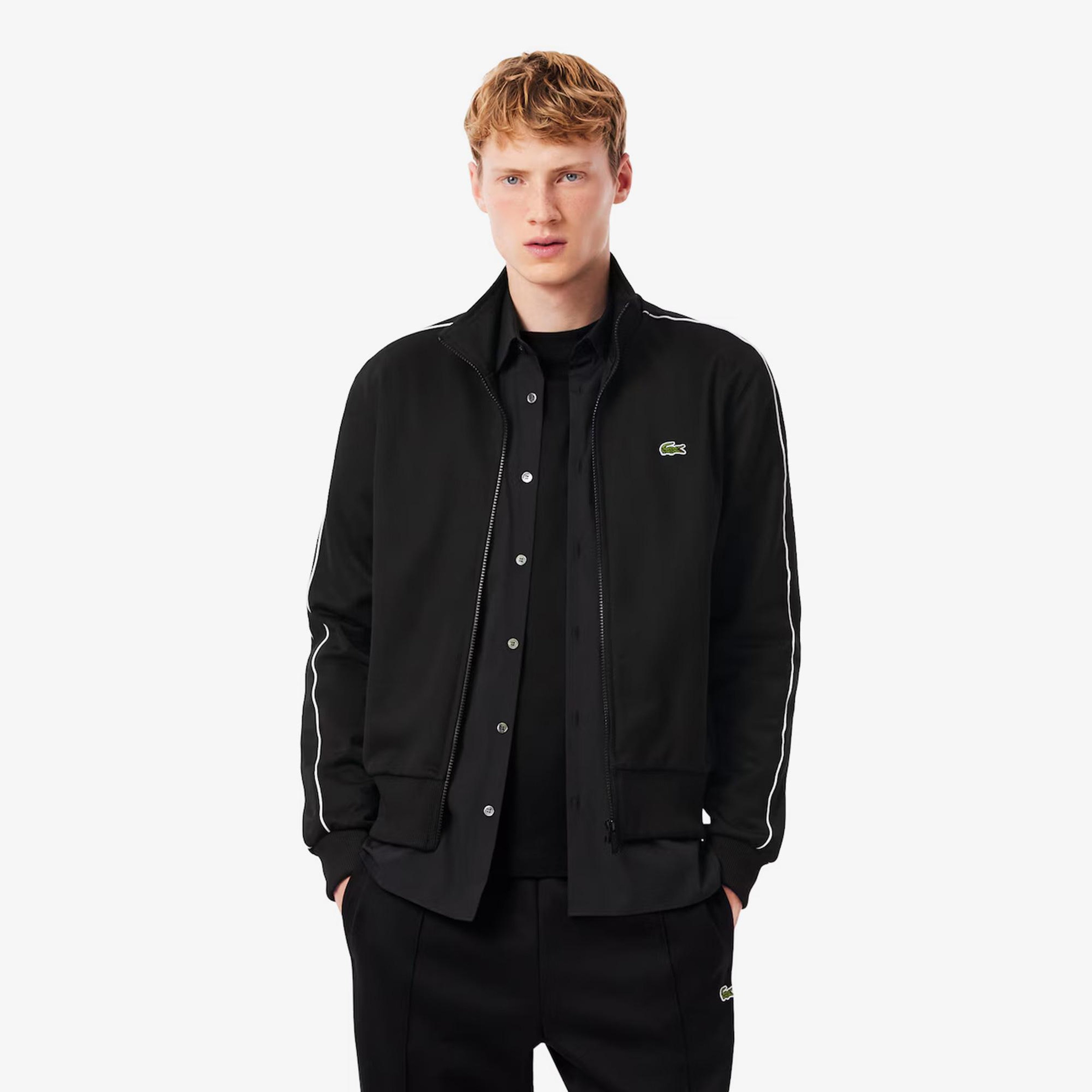 Lacoste Paris Piqué Zip Front Track Erkek Siyah Ceket
