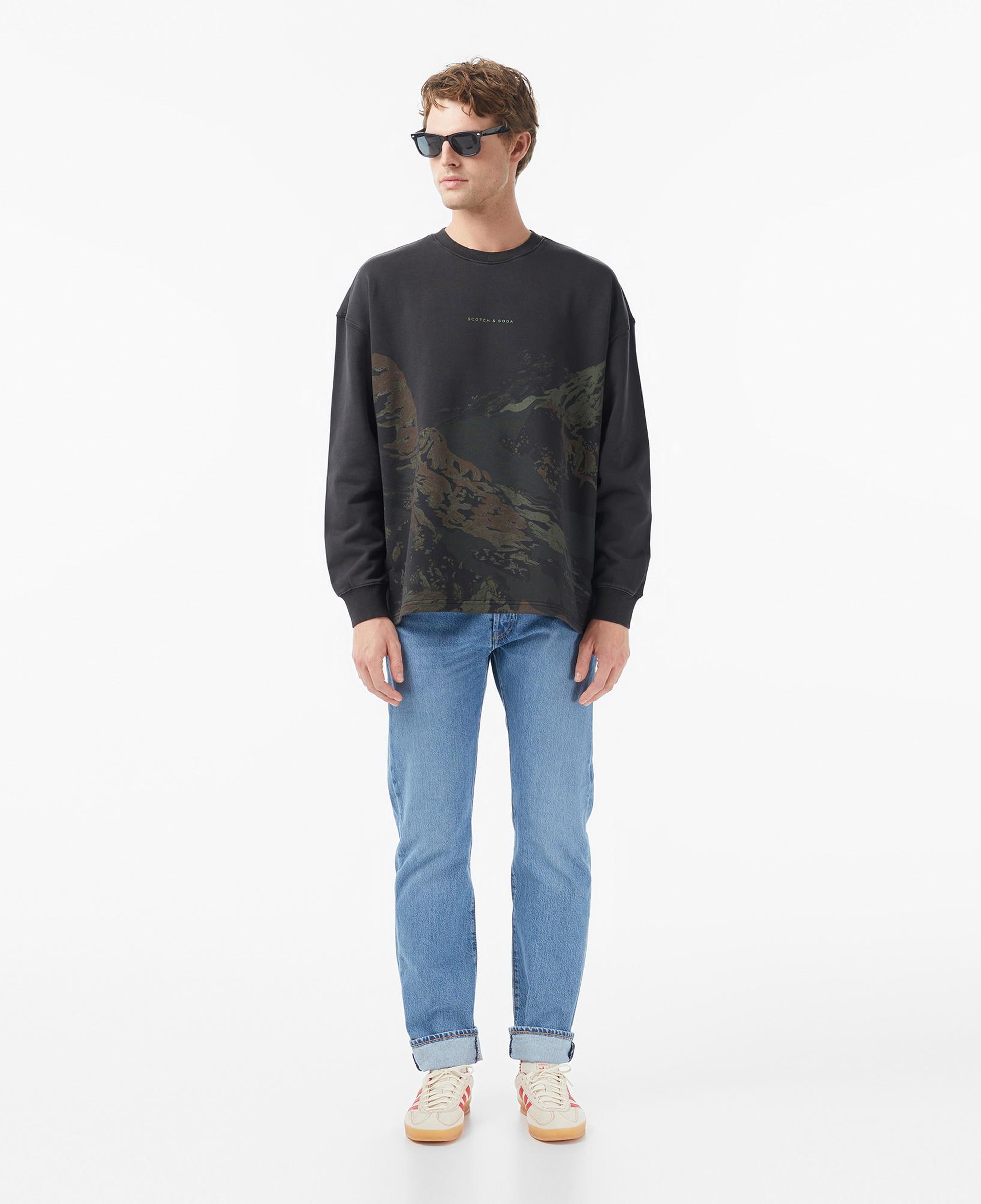 Scotch&Soda Loose Fit Overdyed Erkek Gri Sweatshirt