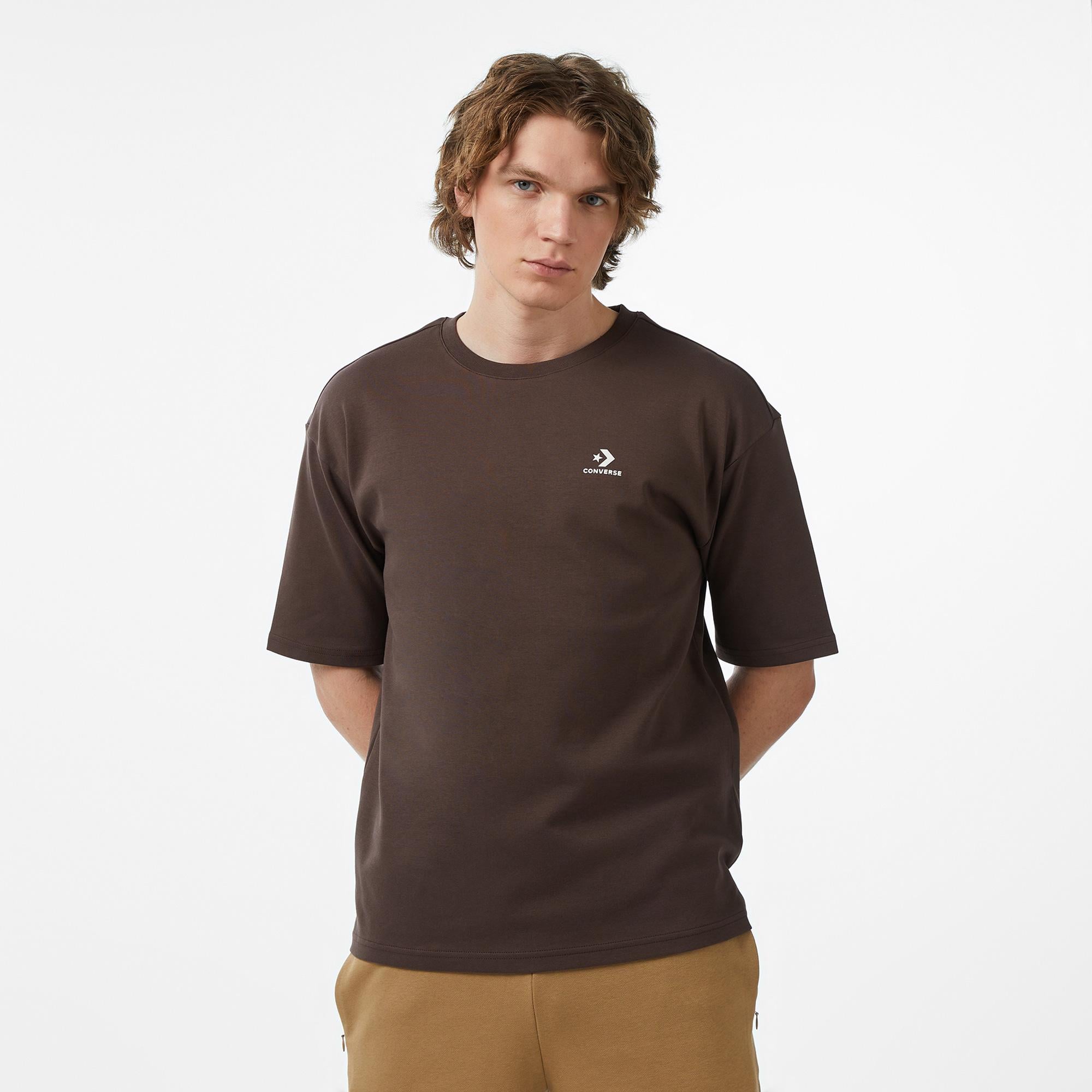 Converse Erkek Chevron Baskılı Kahverengi T-Shirt