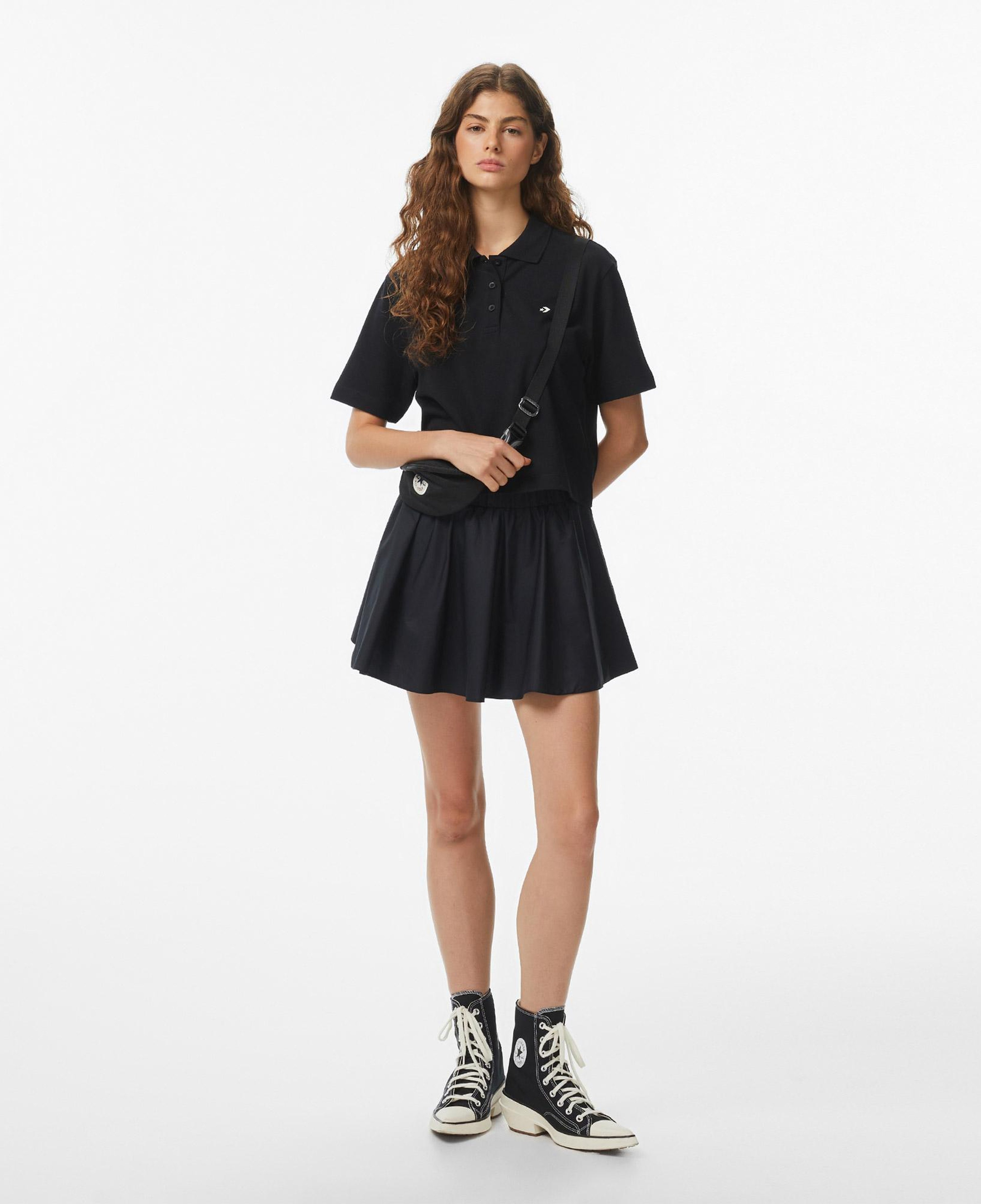 Converse Kadın Siyah Polo Yaka T-Shirt