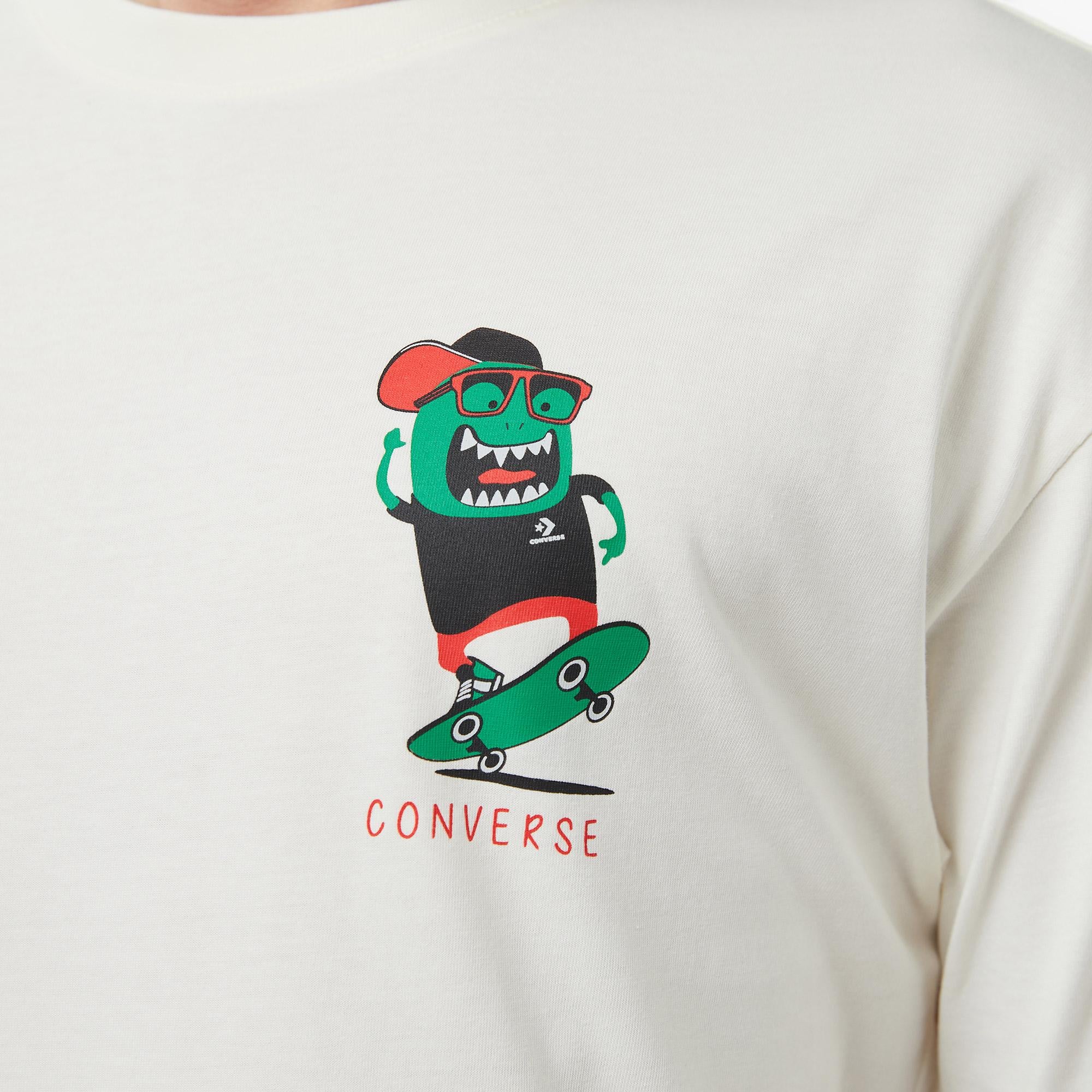 Converse Erkek Krem Grafik Baskılı T-Shirt