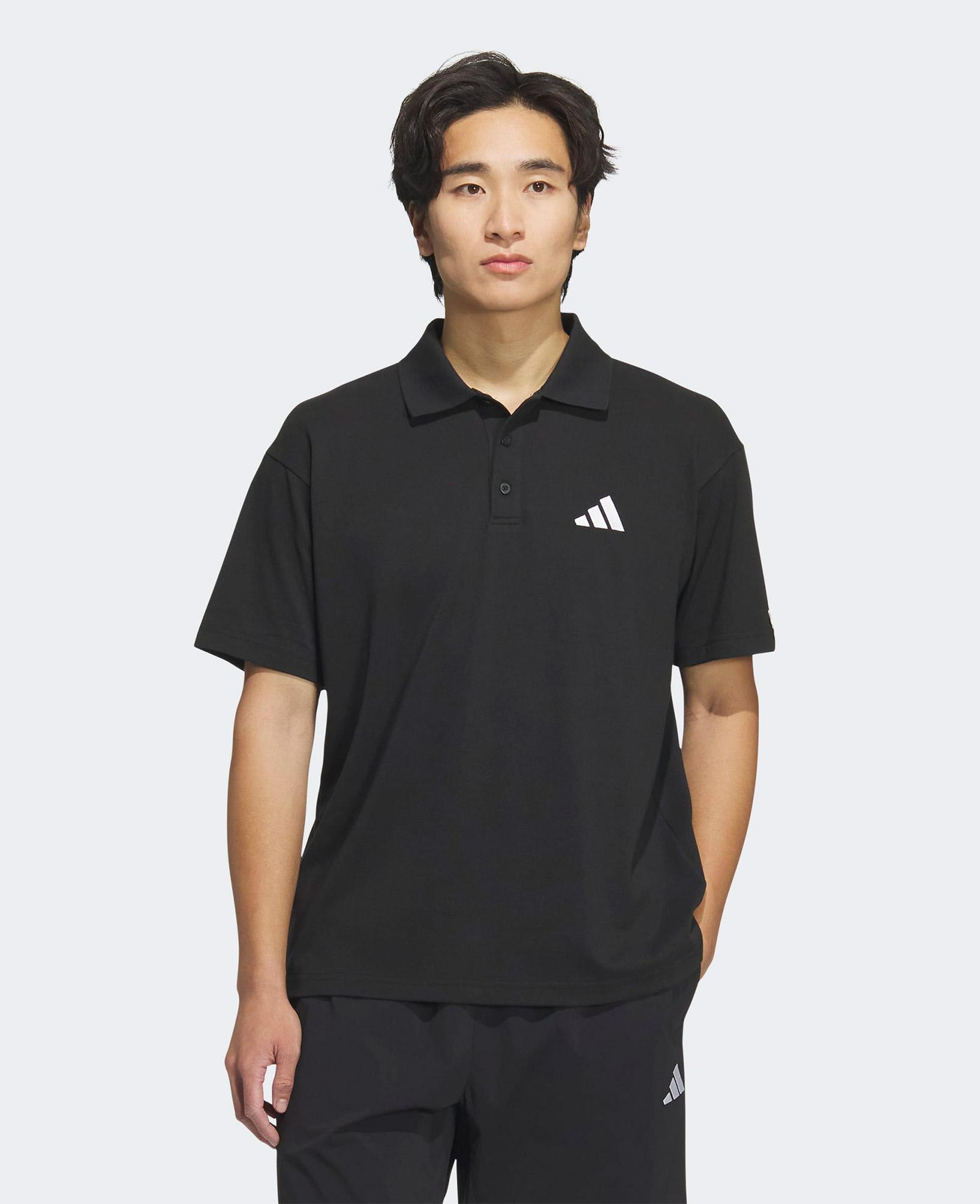 adidas Essentials Plus Bol Kesim Küçük Logolu Kısa Kollu Erkek Siyah Polo T-Shirt