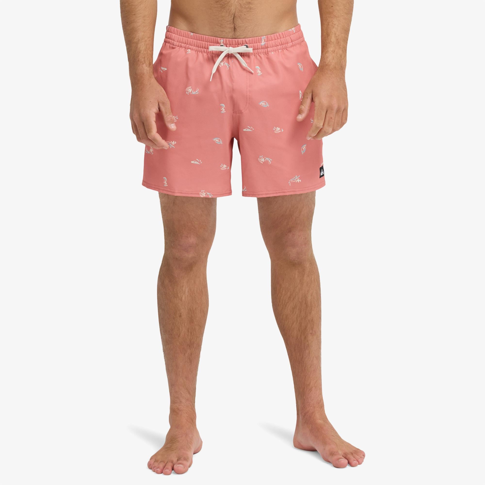 QuiksiStretch Printed Erkek Pembe Deniz Şortu