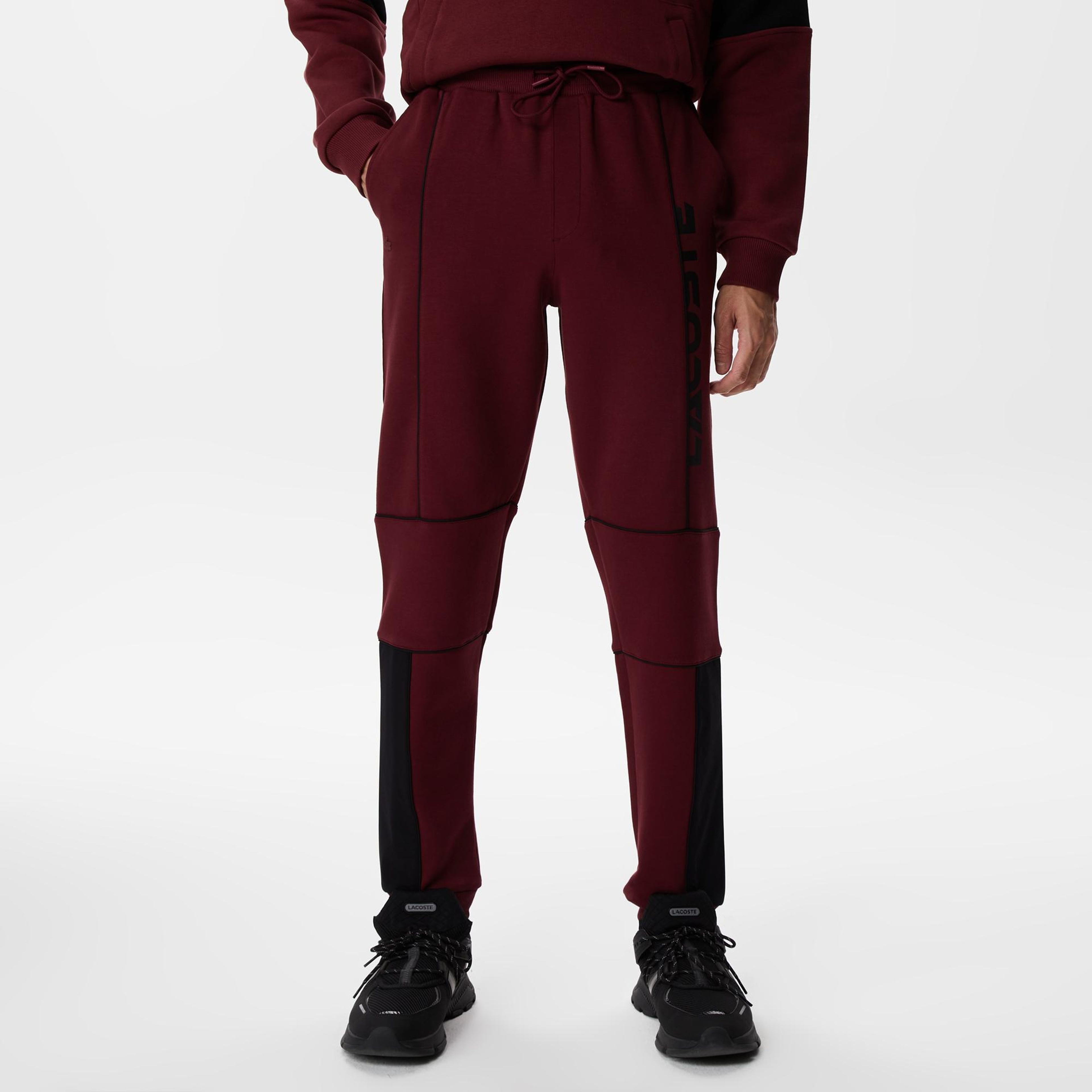 Erkek Slim Fit Baskılı Bordo Eşofman Altı