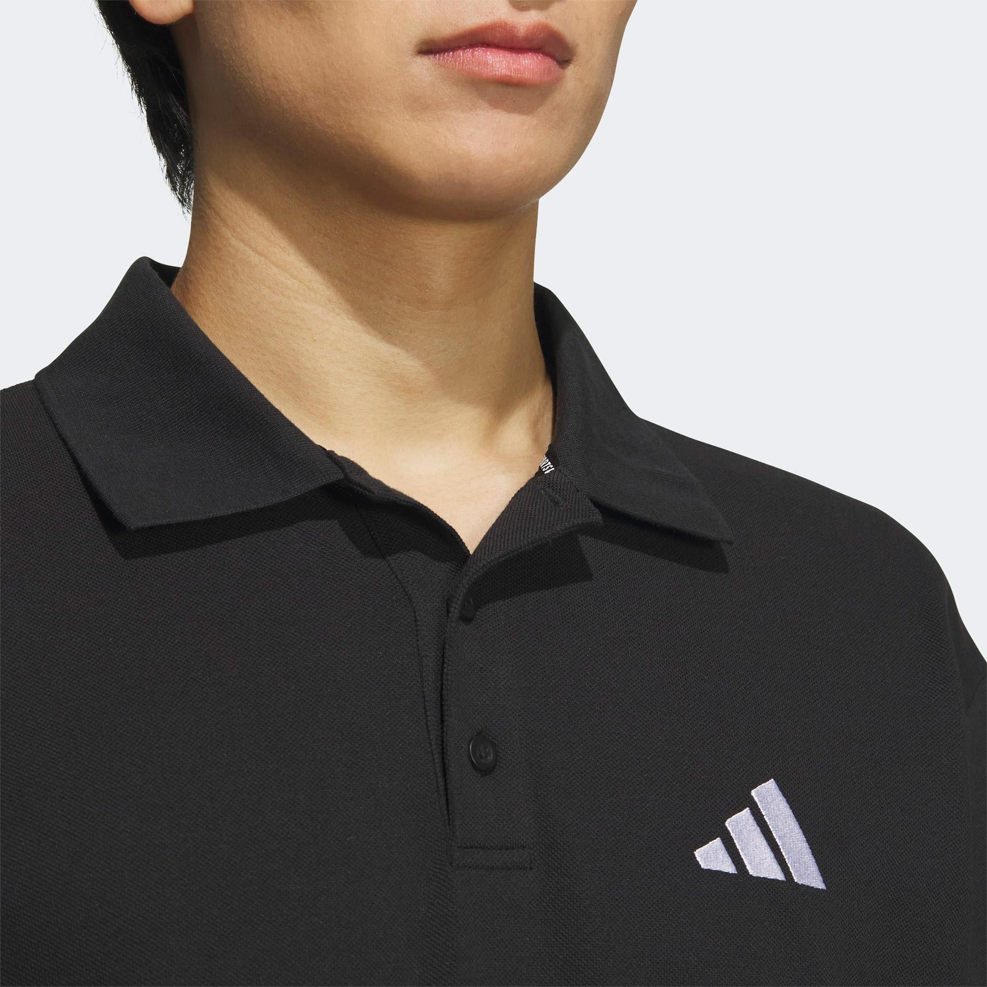 adidas Essentials Plus Bol Kesim Küçük Logolu Kısa Kollu Erkek Siyah Polo T-Shirt