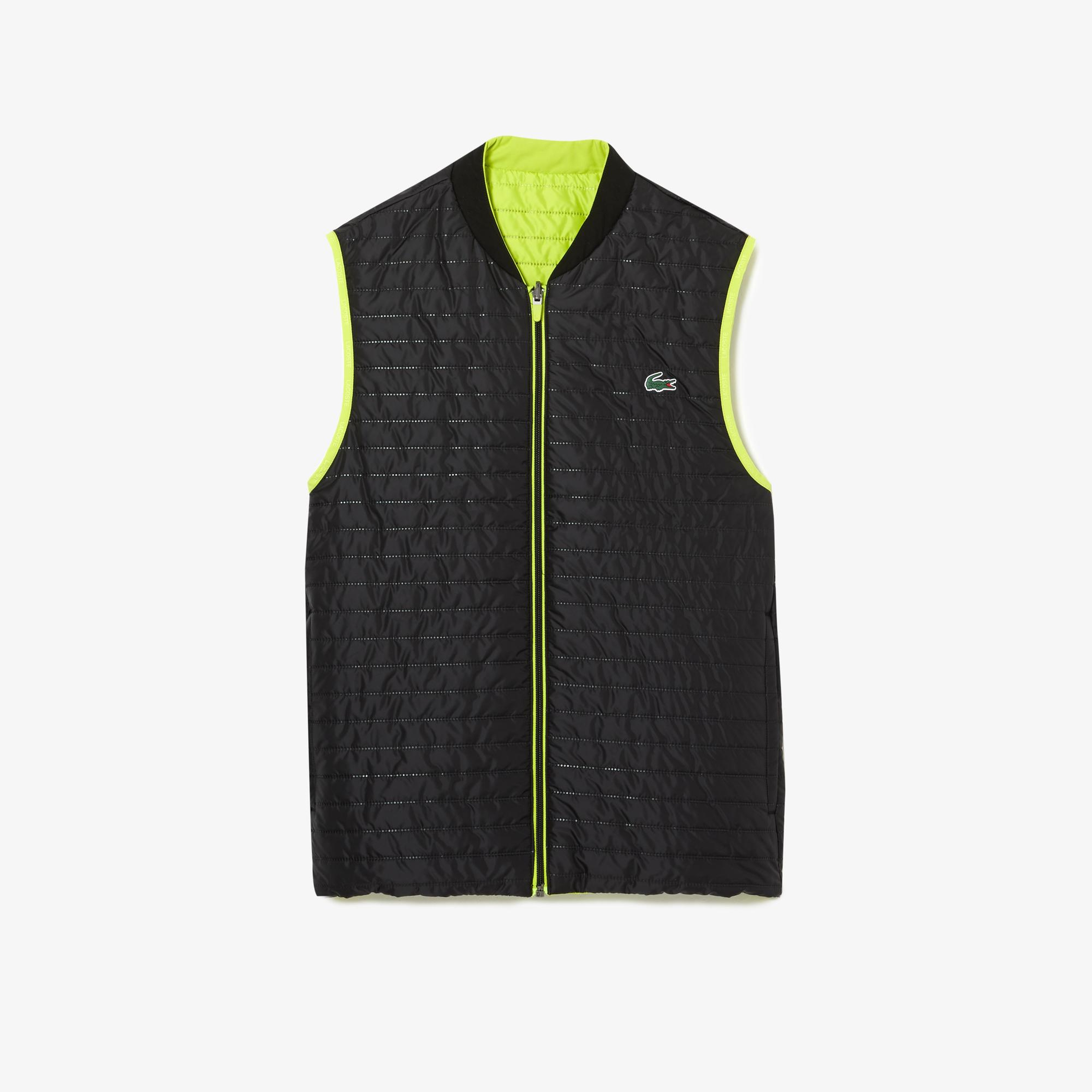 Lacoste SPORT Active Erkek Hakim Yaka Kapitone Çift Taraflı Siyah Yelek