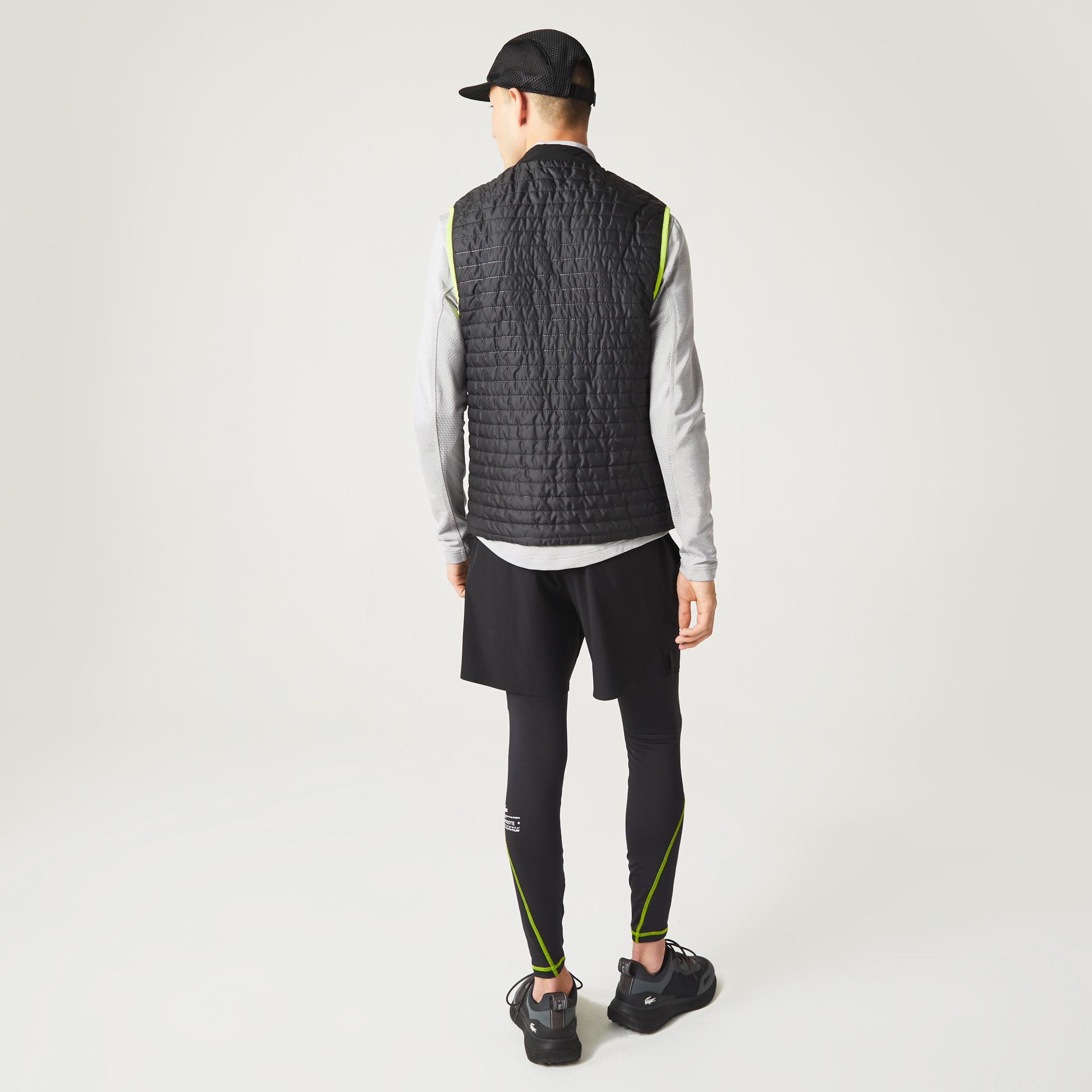Lacoste SPORT Active Erkek Hakim Yaka Kapitone Çift Taraflı Siyah Yelek