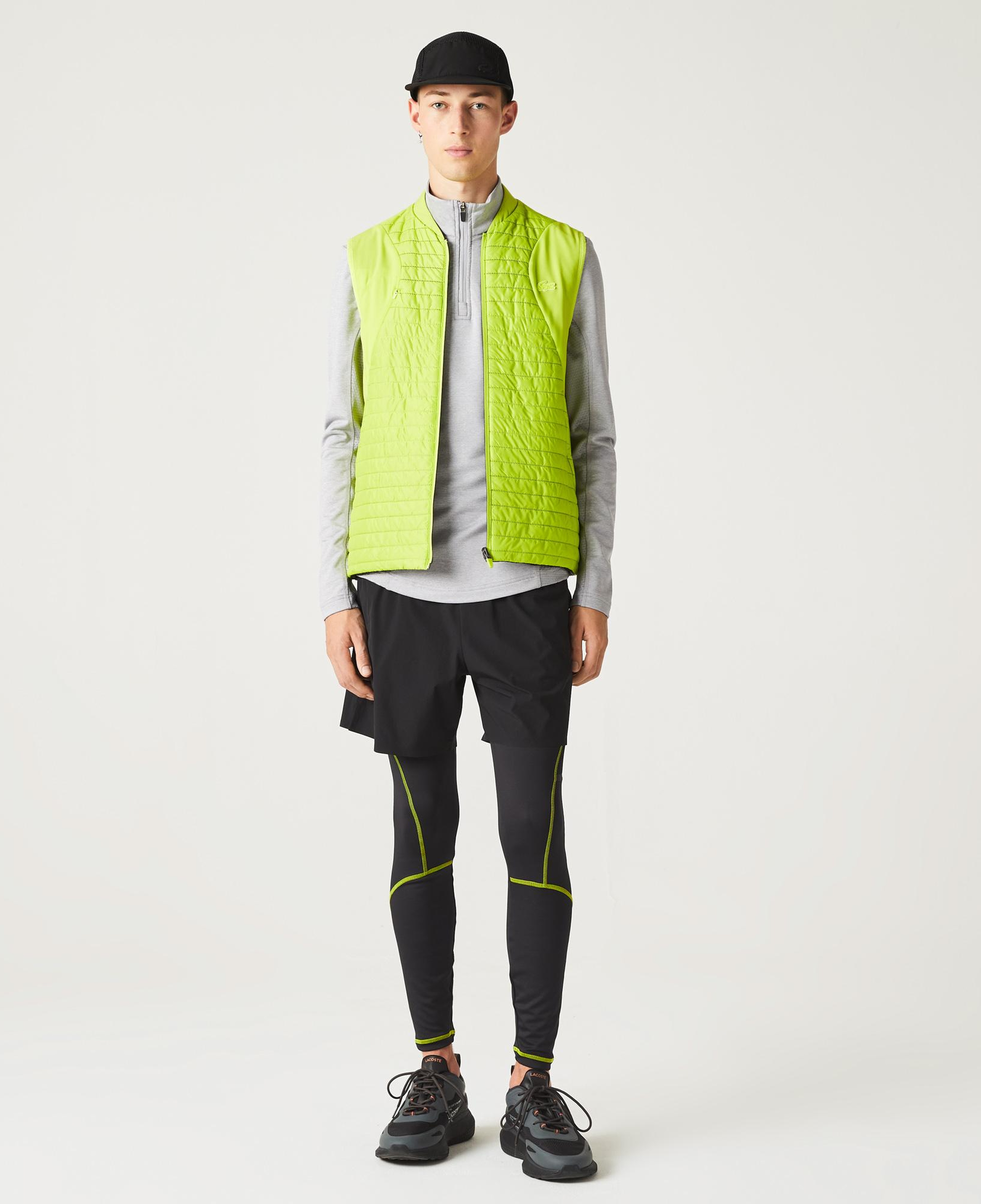 Lacoste SPORT Active Erkek Hakim Yaka Kapitone Çift Taraflı Siyah Yelek