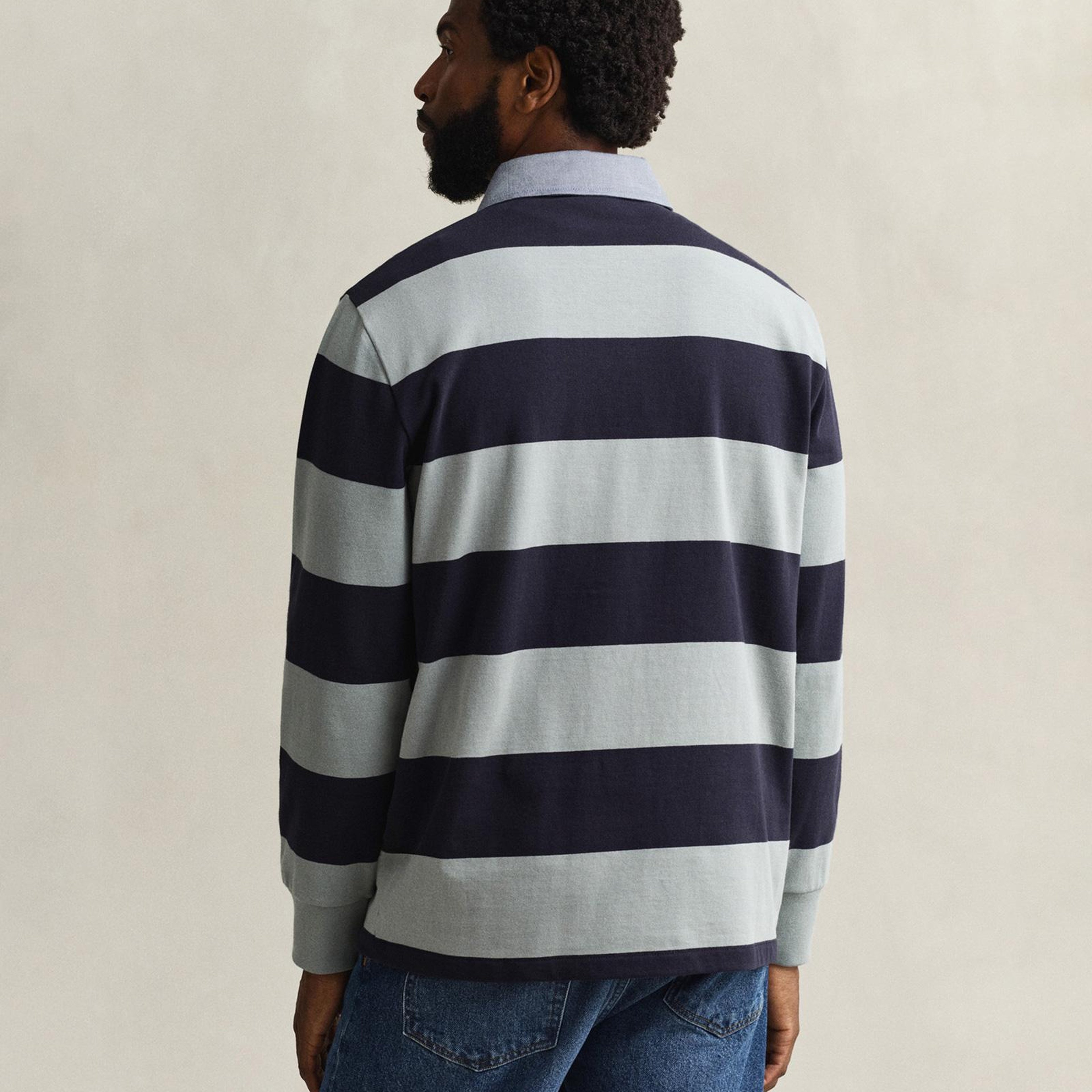 GANT Erkek Yeşil Regular Fit Çizgili Logolu Polo Yaka Rugby T-Shirt