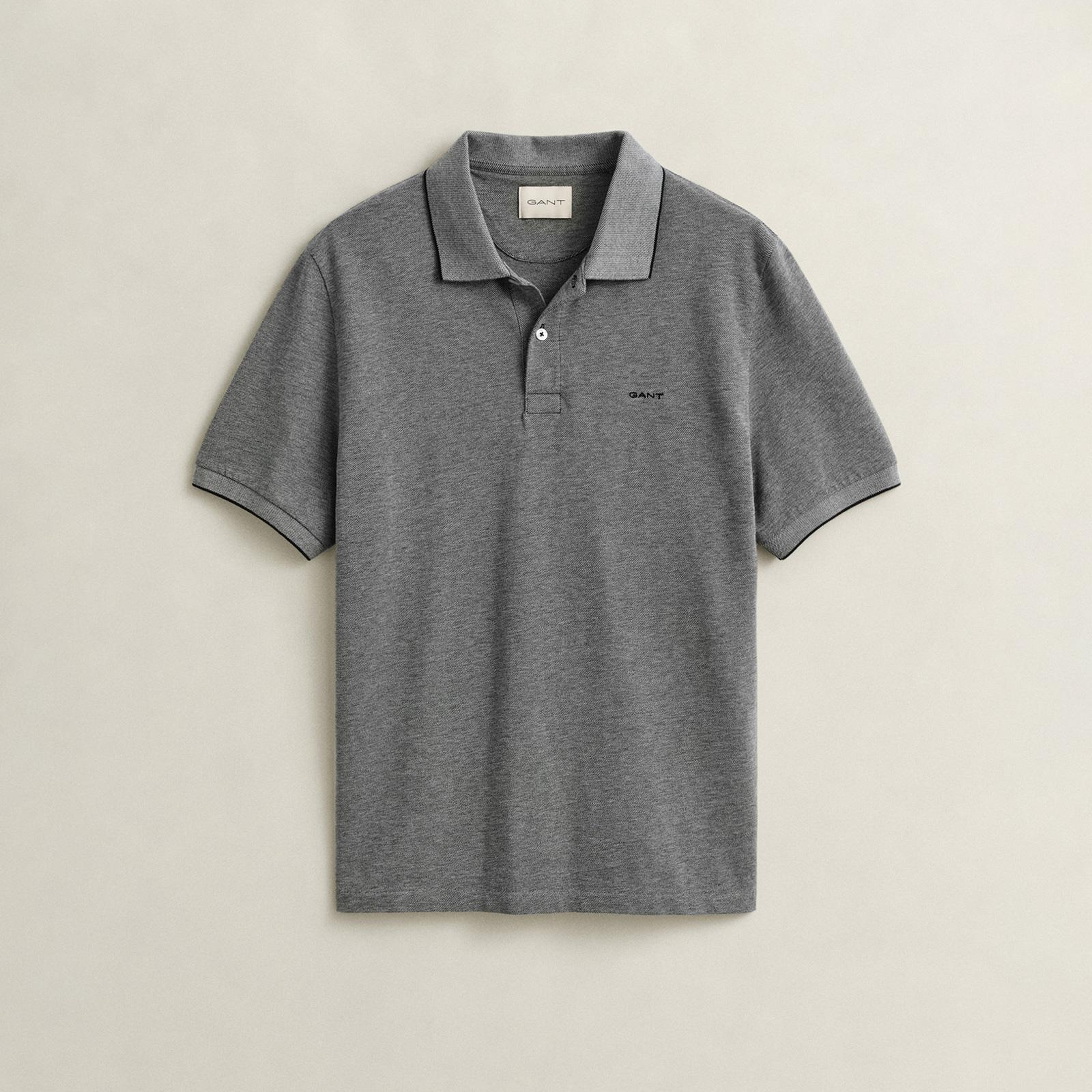 GANT Erkek Siyah Regular Fit Polo Yaka T-Shirt