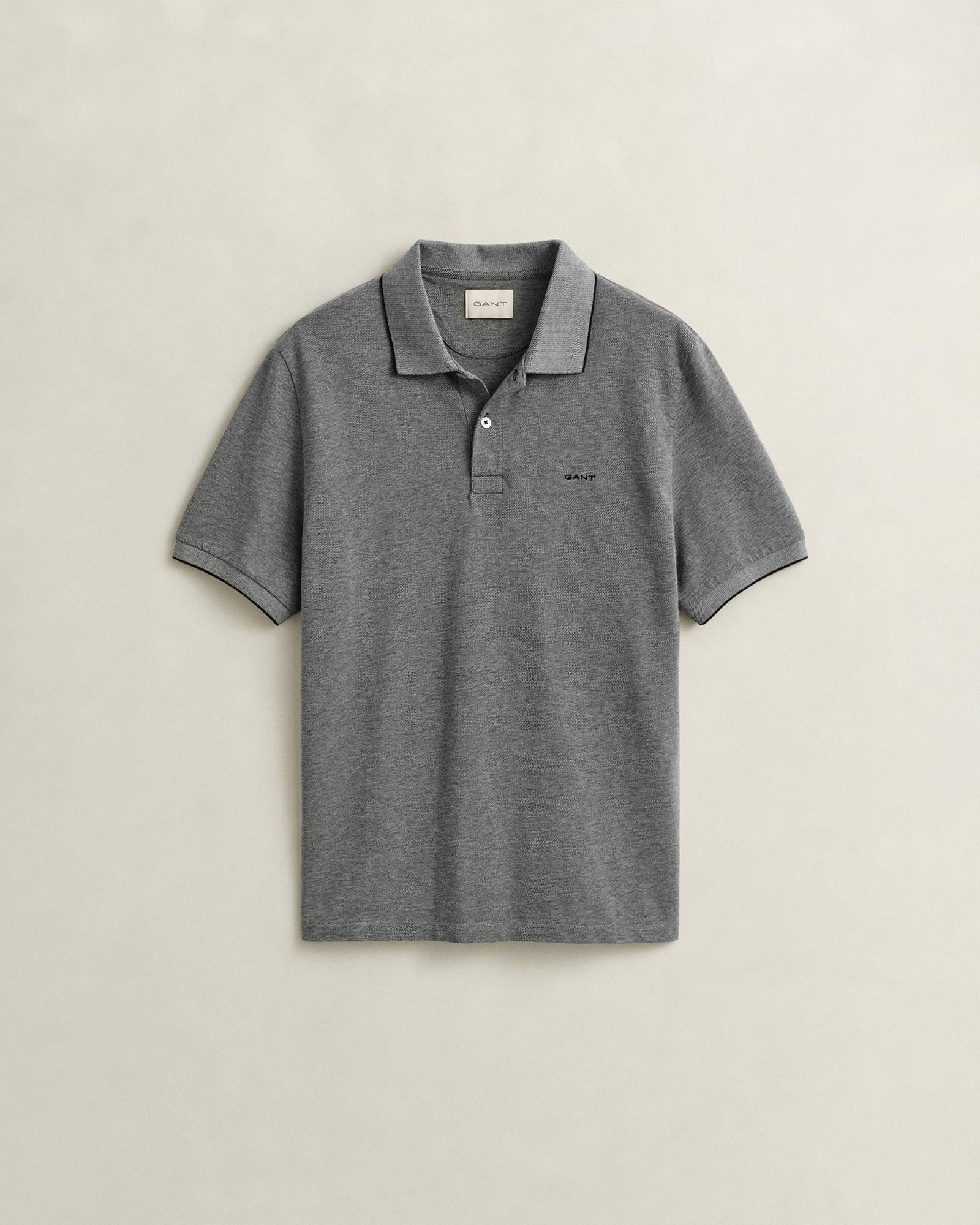 GANT Erkek Siyah Regular Fit Polo Yaka T-Shirt