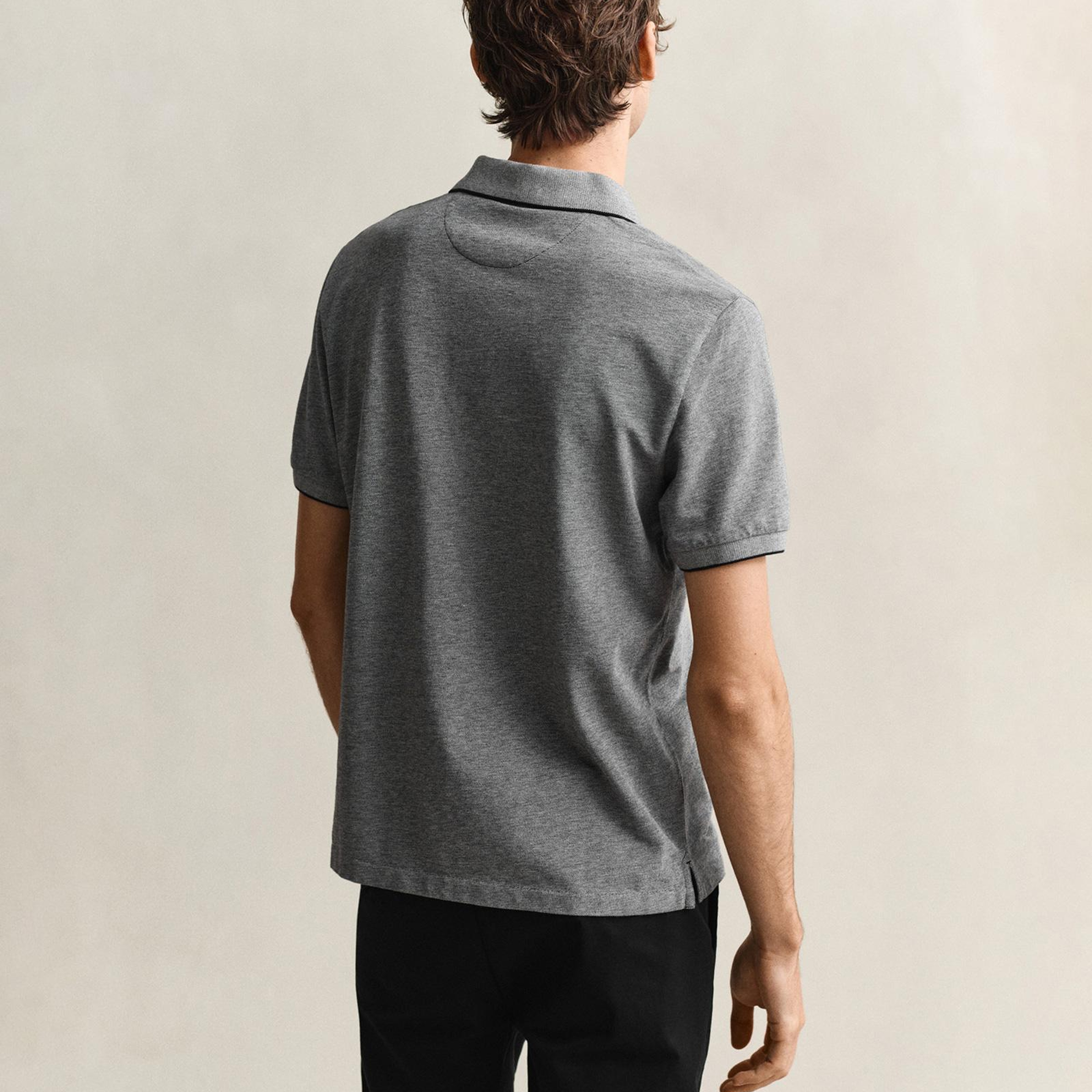 GANT Erkek Siyah Regular Fit Polo Yaka T-Shirt