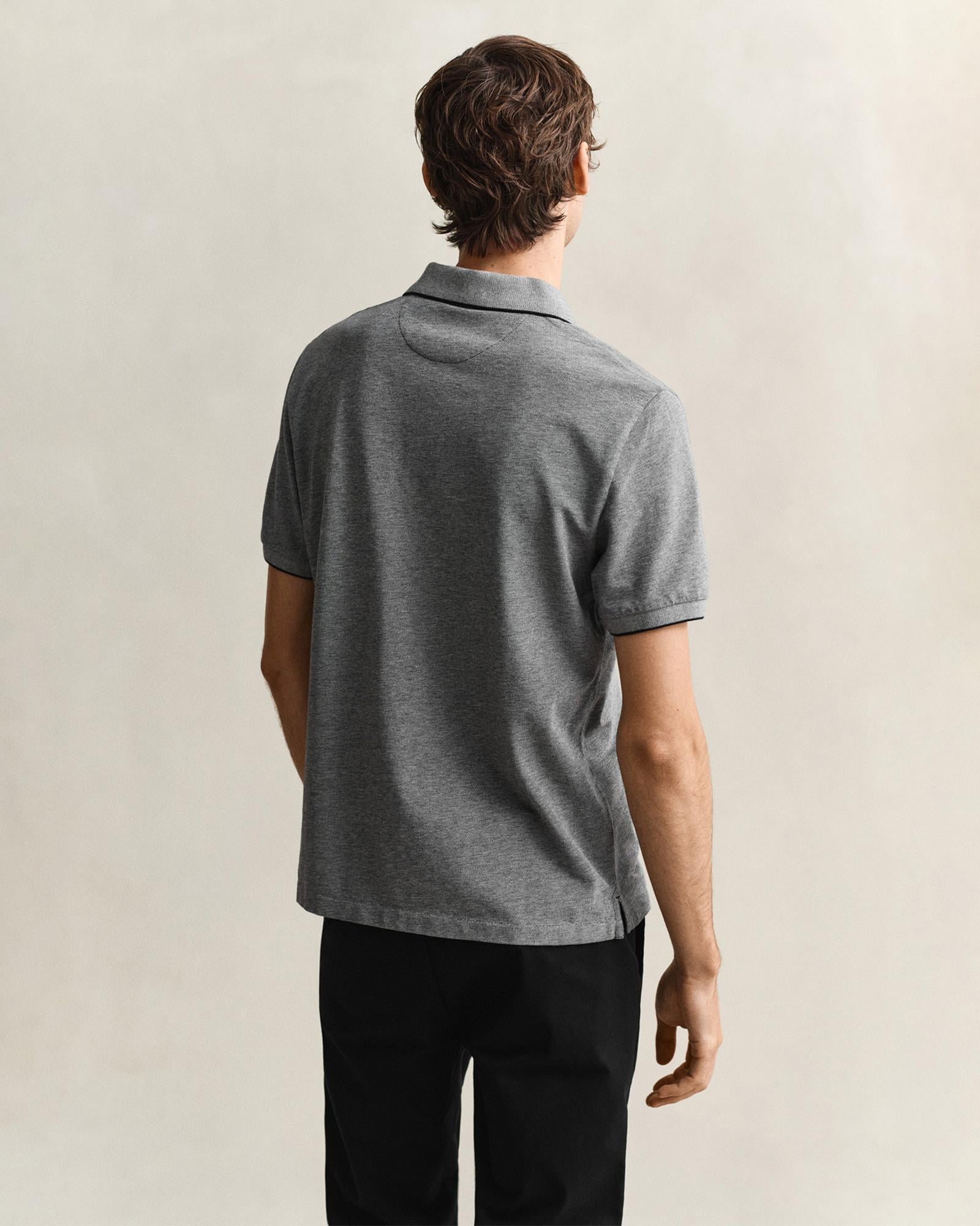 GANT Erkek Siyah Regular Fit Polo Yaka T-Shirt