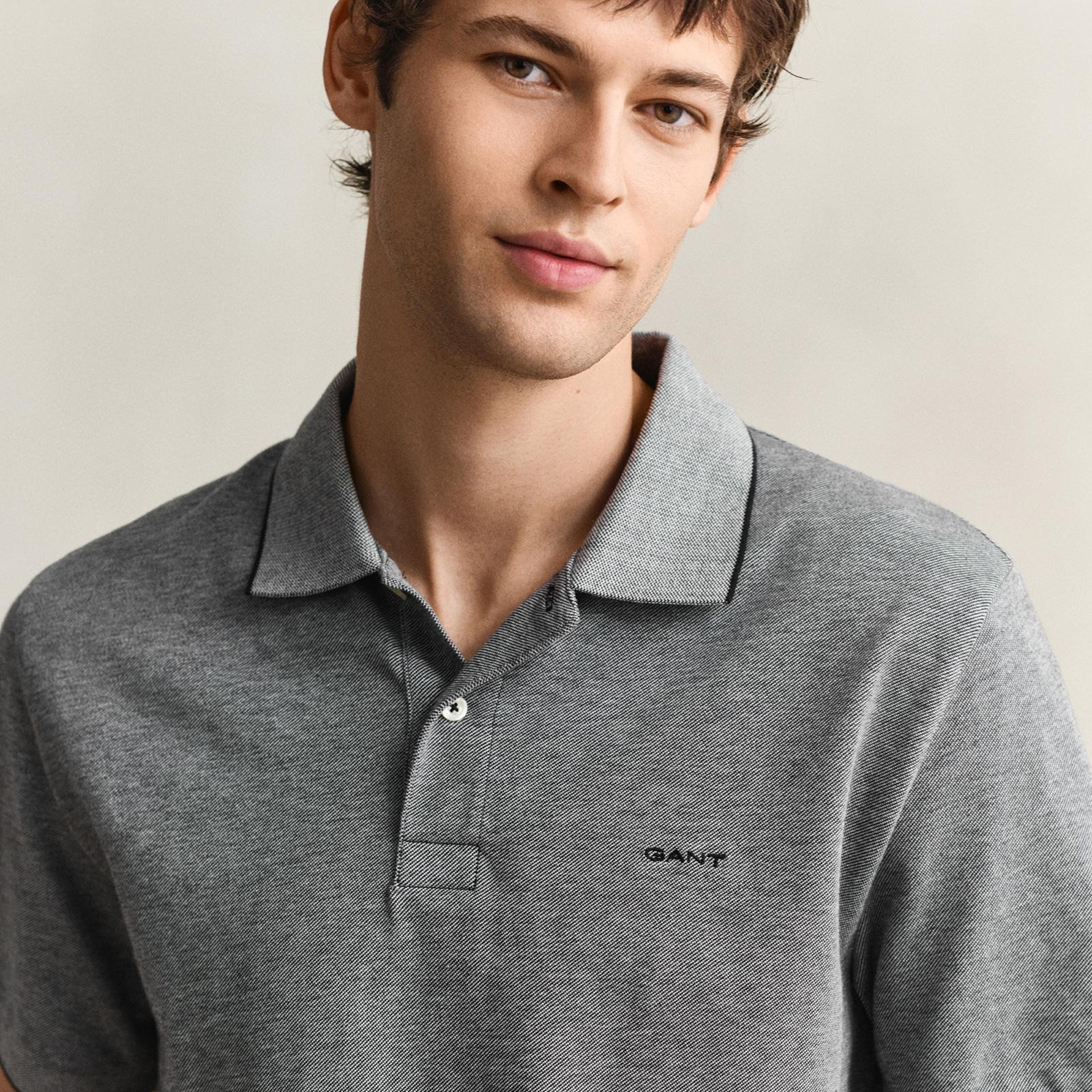 GANT Erkek Siyah Regular Fit Polo Yaka T-Shirt