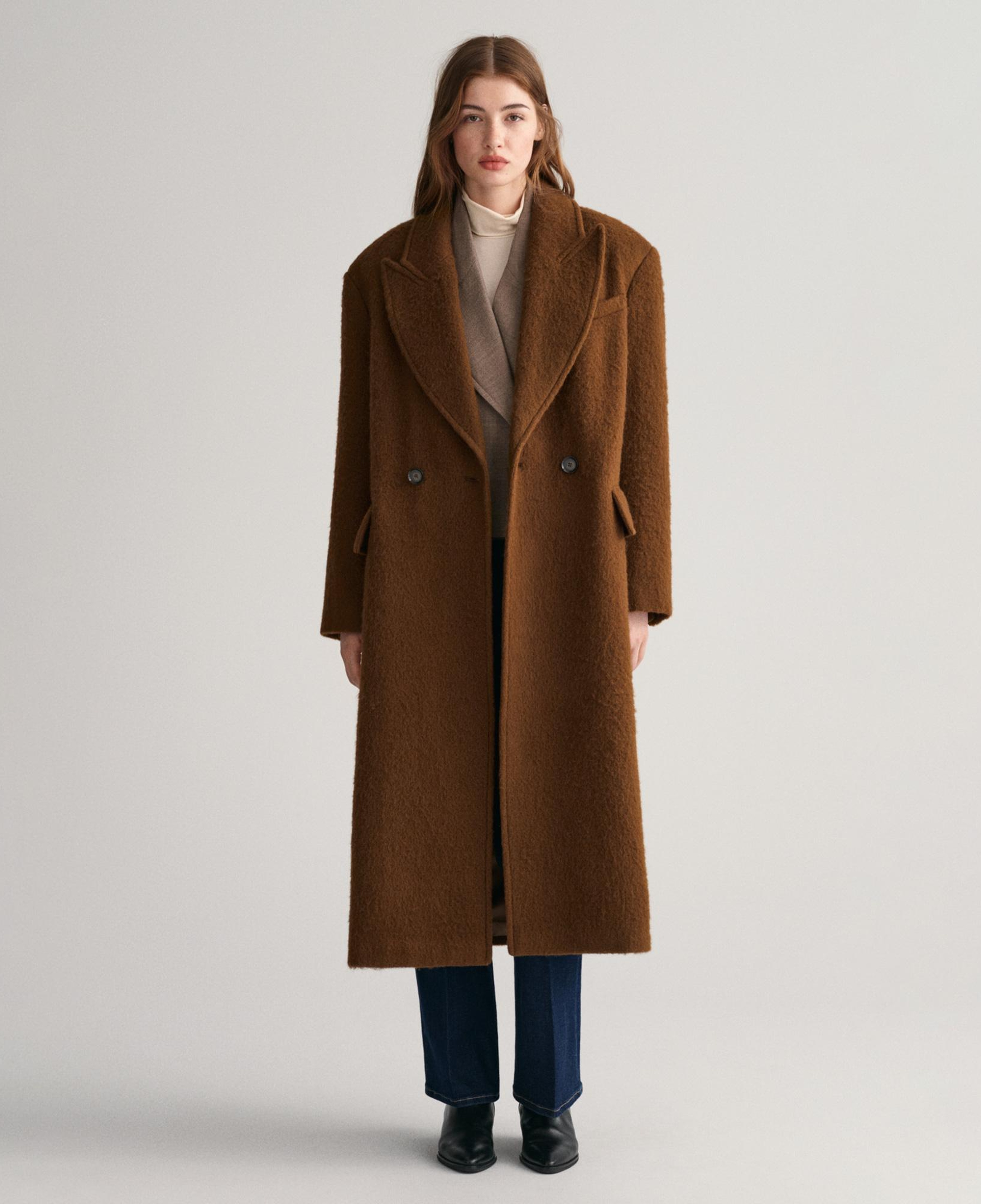 GANT Kadın Kahverengi Oversize Fit Klasik Yaka Kaban