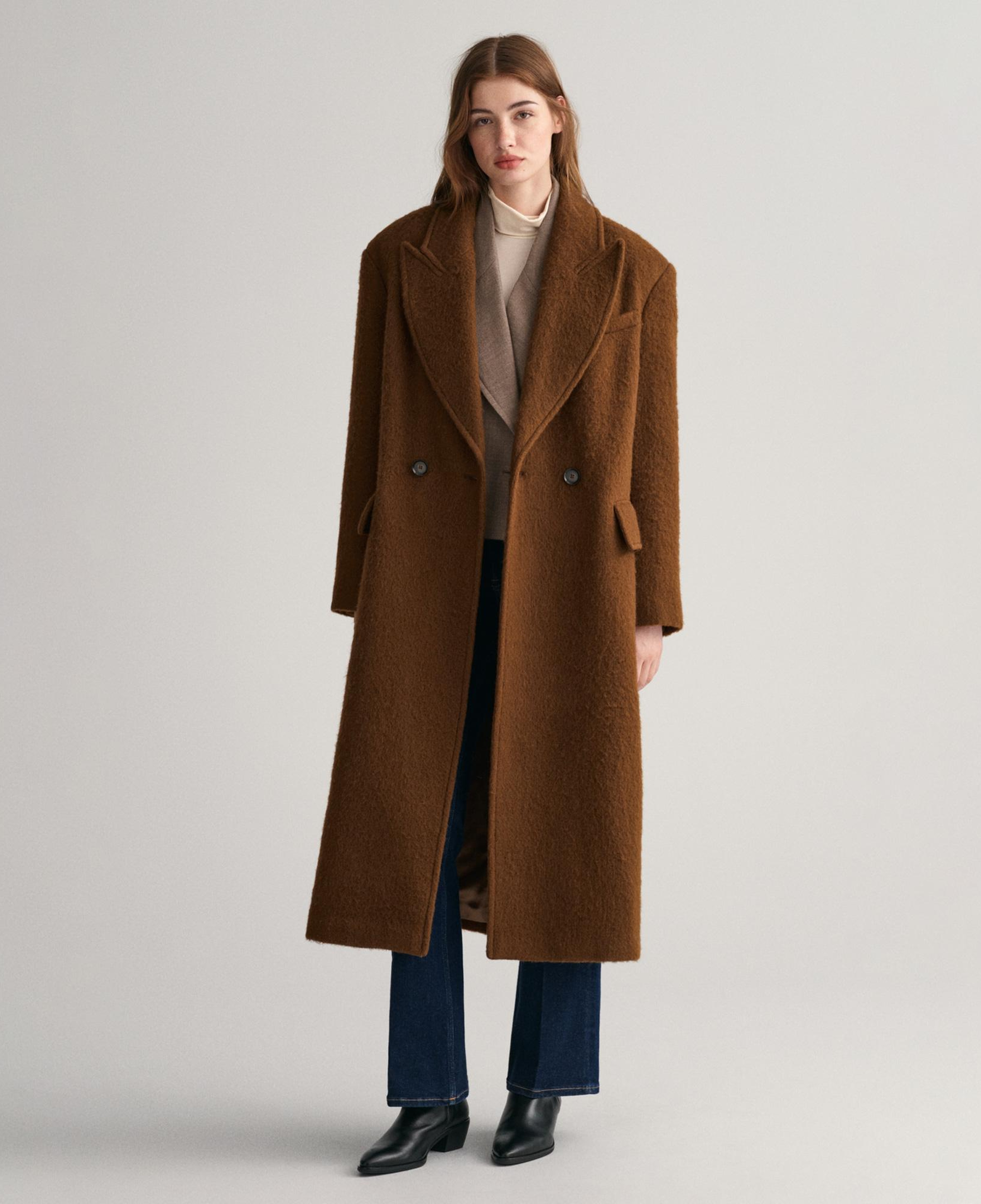 GANT Kadın Kahverengi Oversize Fit Klasik Yaka Kaban