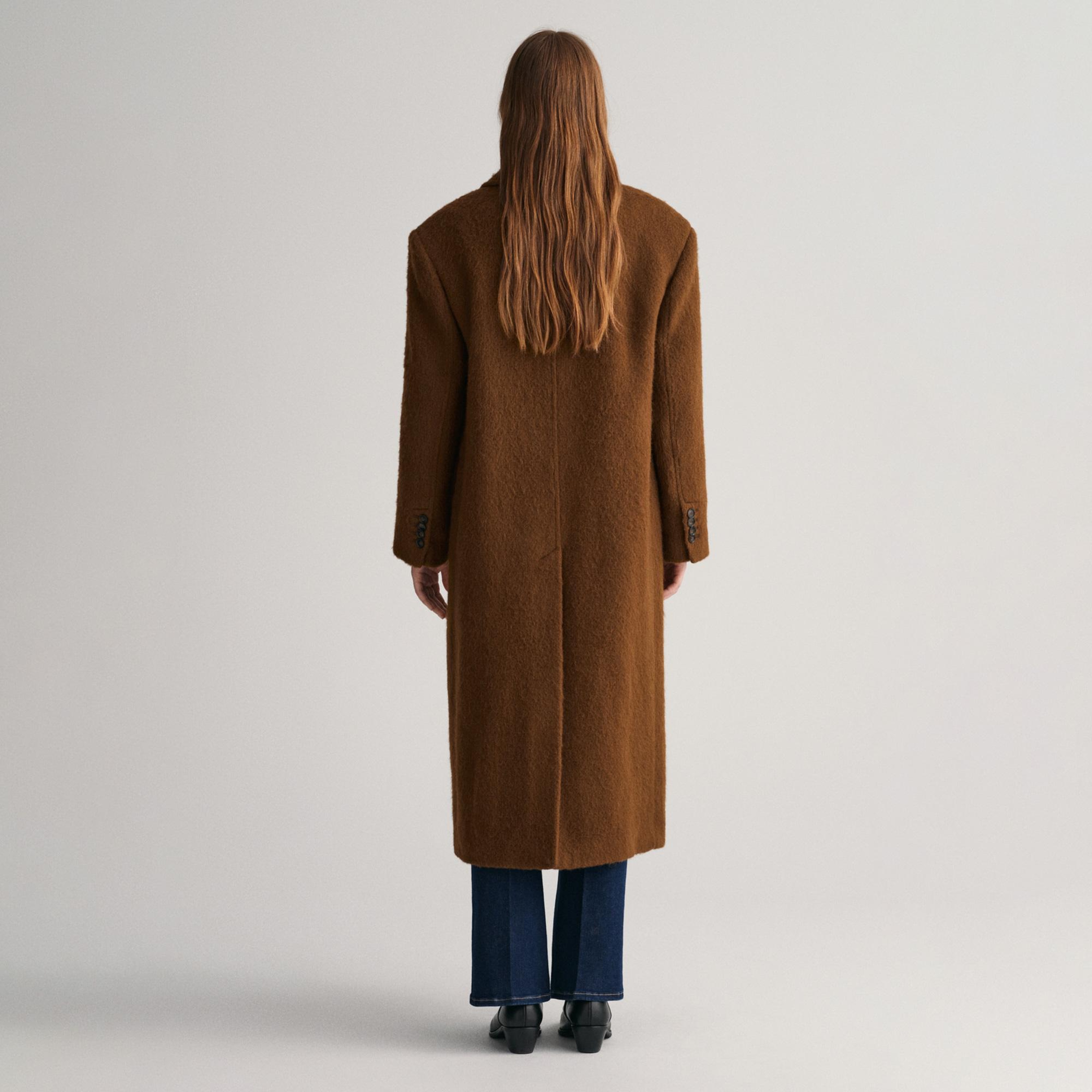 GANT Kadın Kahverengi Oversize Fit Klasik Yaka Kaban