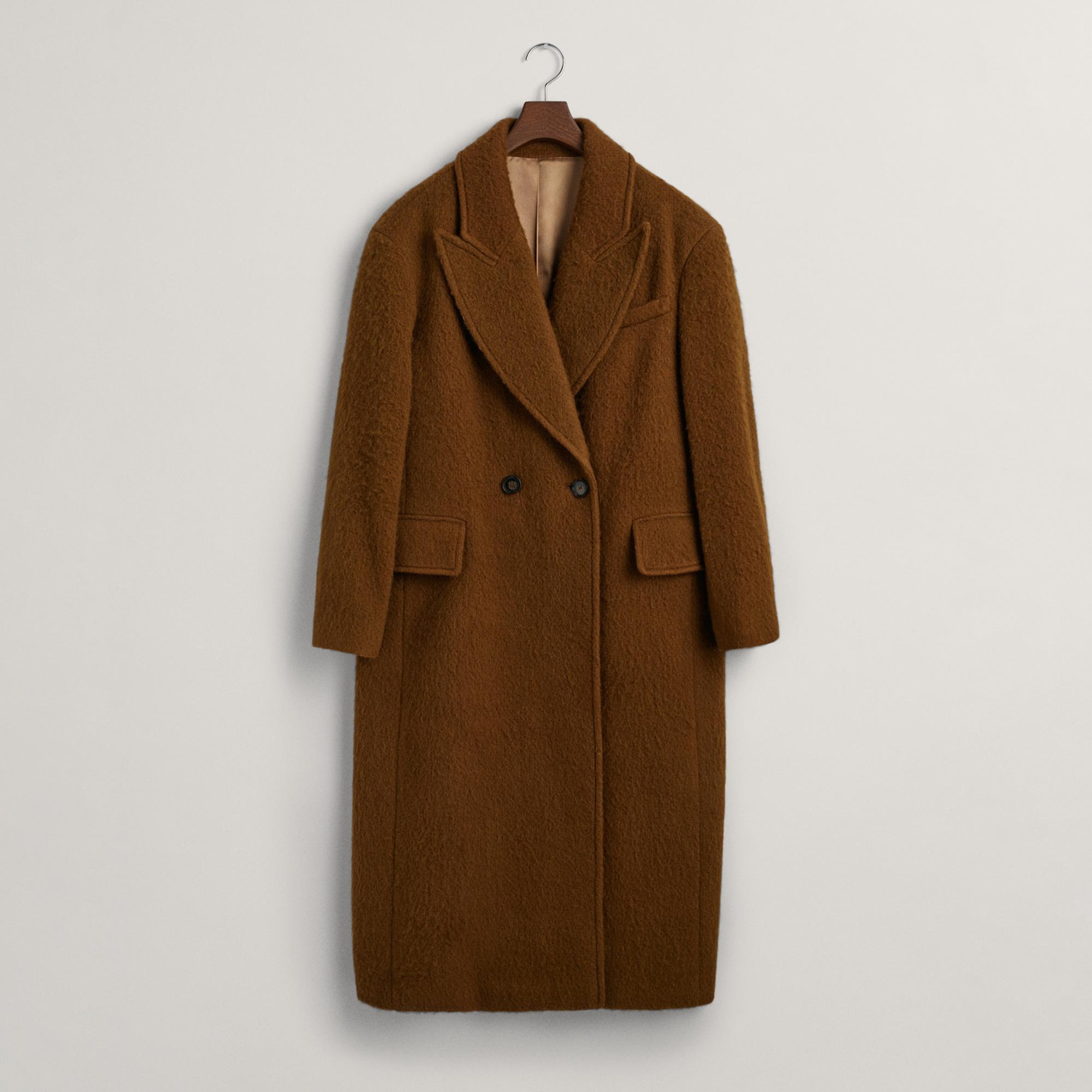 GANT Kadın Kahverengi Oversize Fit Klasik Yaka Kaban