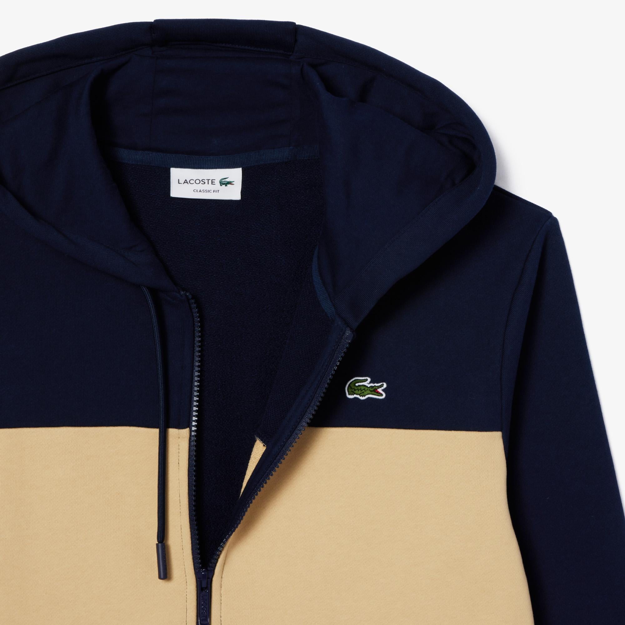 Erkek Classic Fit Kapüşonlu Renk Bloklu Lacivert Sweatshirt