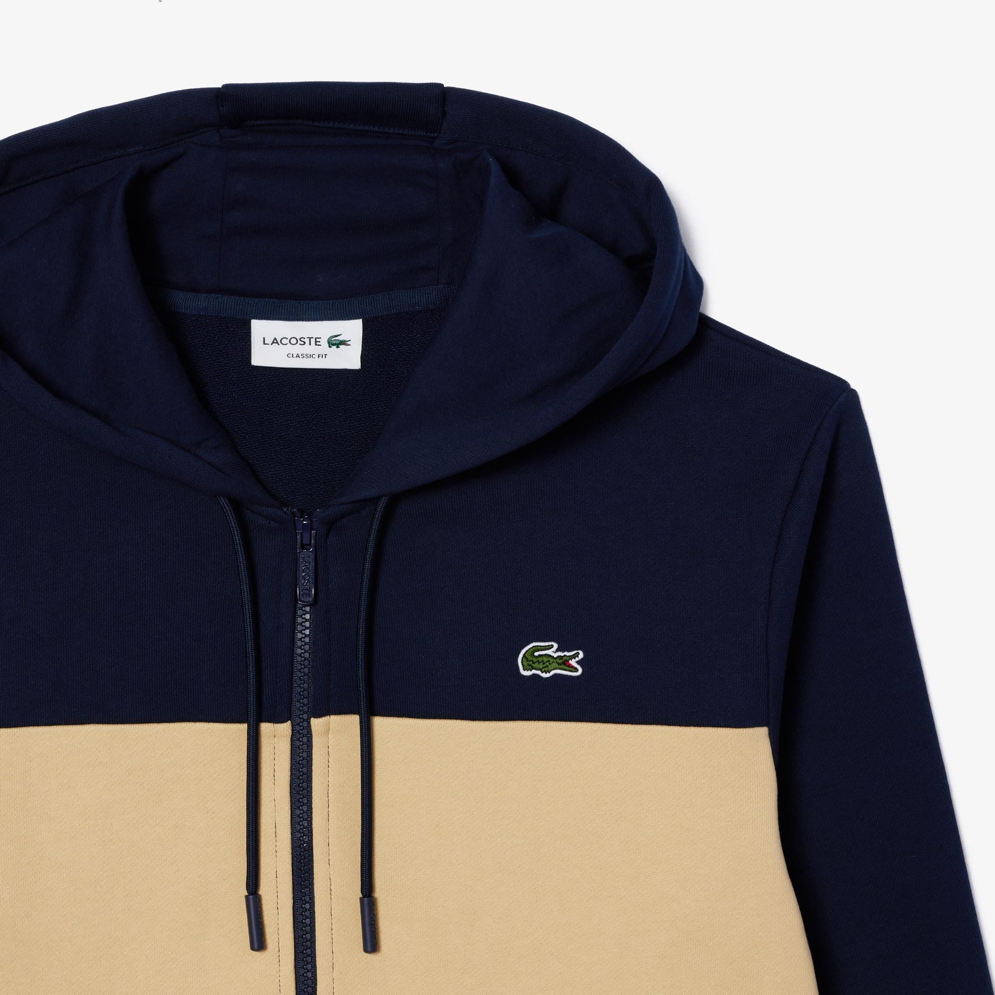 Erkek Classic Fit Kapüşonlu Renk Bloklu Lacivert Sweatshirt