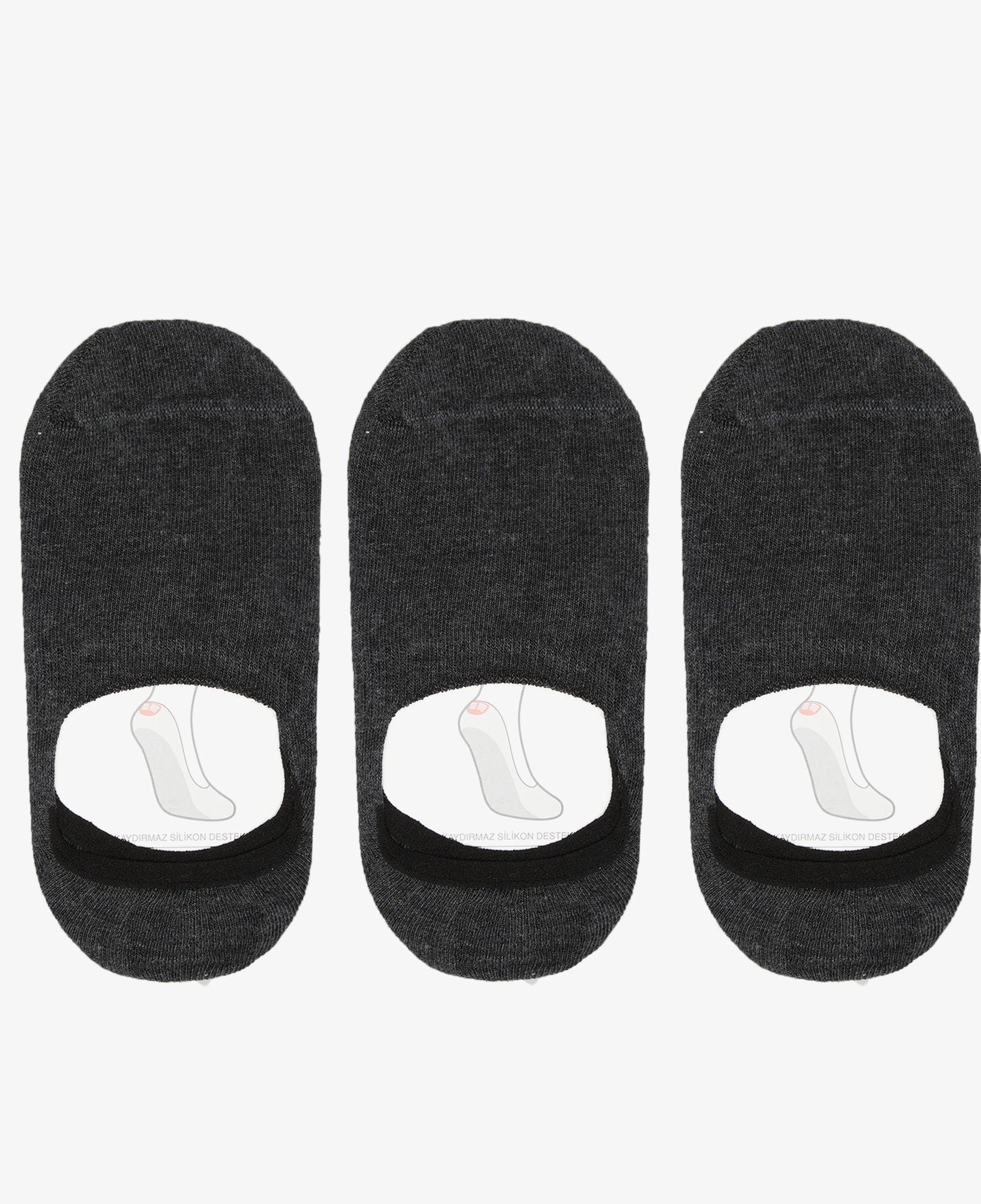 UNITED4 Unisex Antrasit 3'lü Babet Çorap