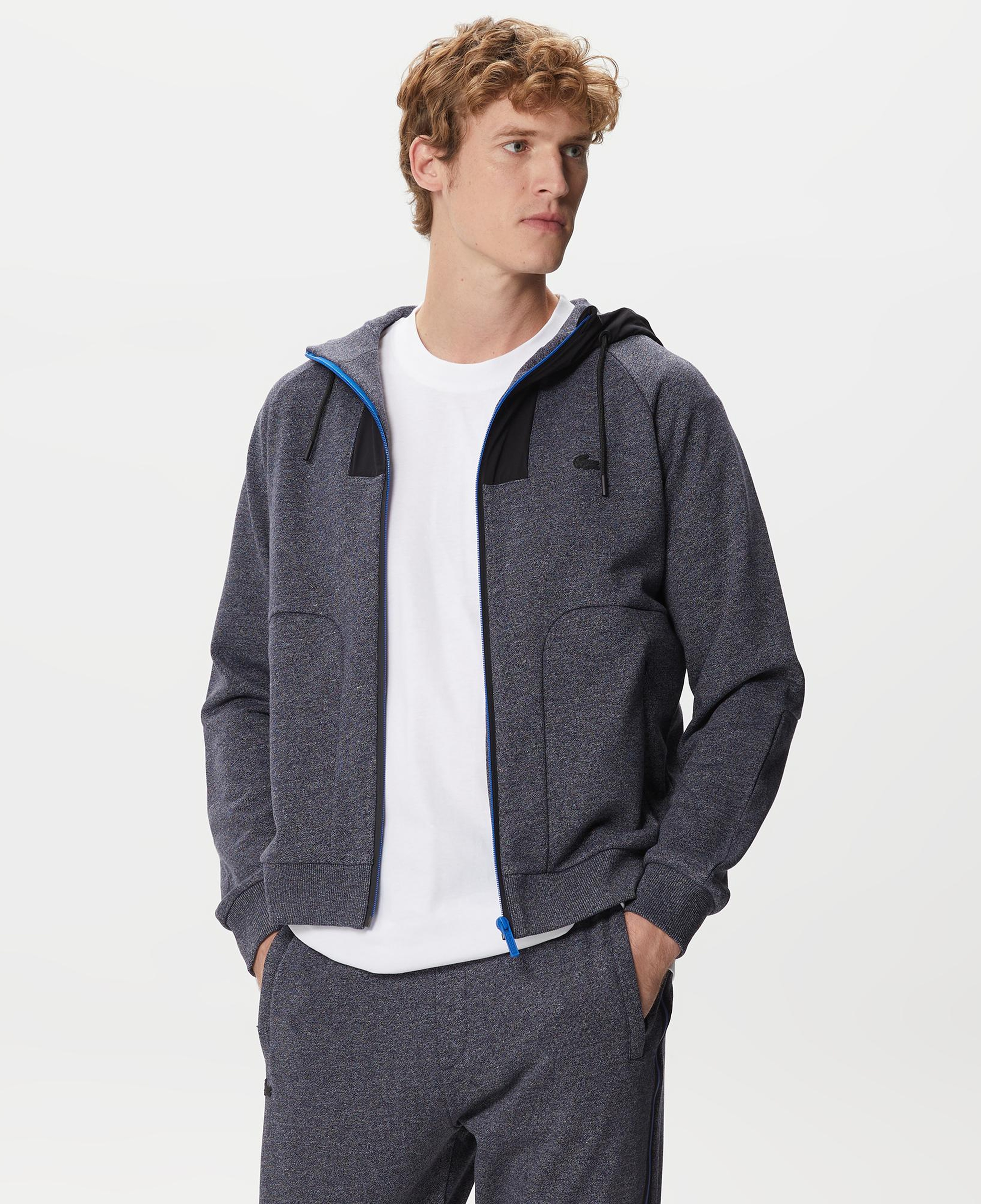 Erkek Slim Fit Kapüşonlu Renk Bloklu Lacivert Sweatshirt