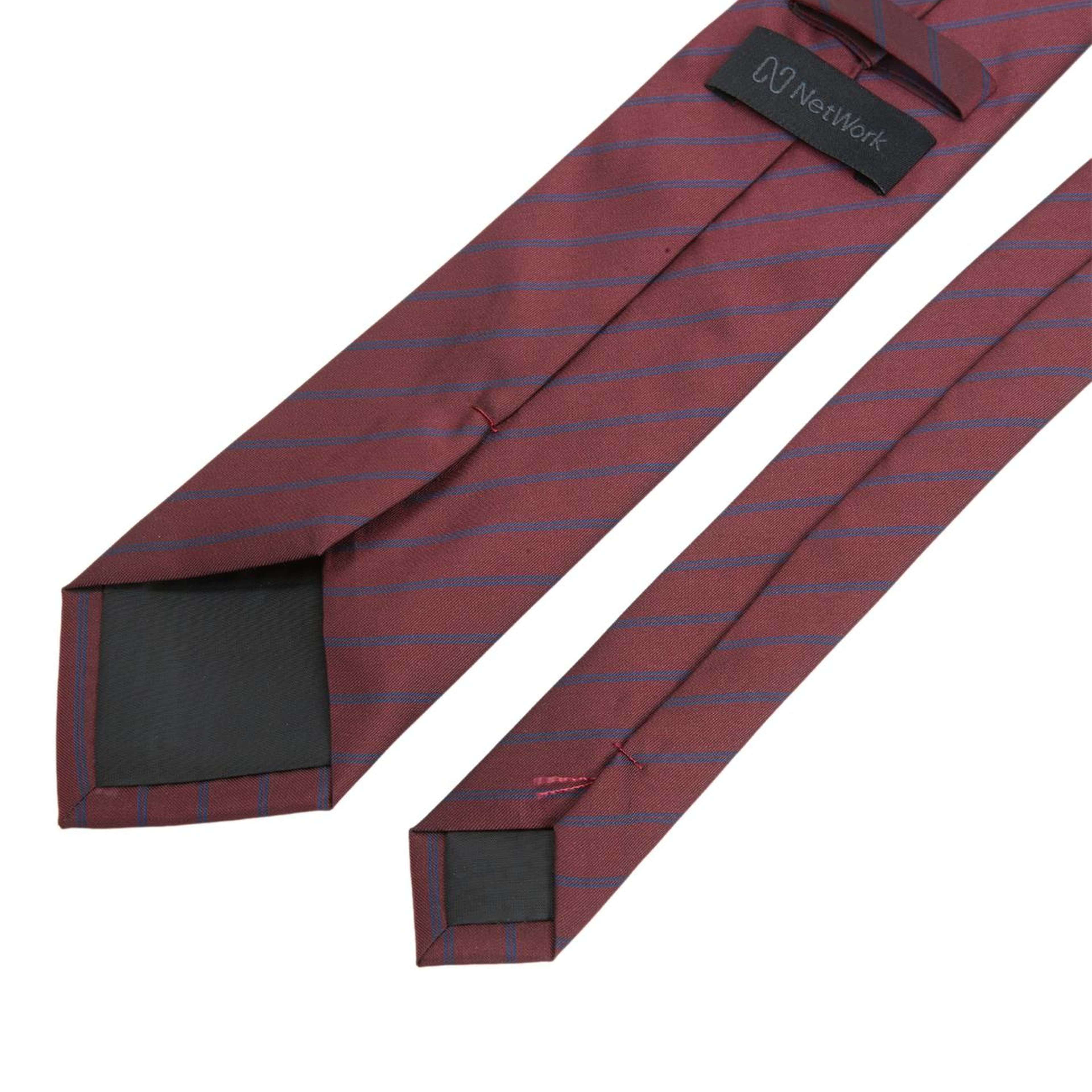 Network Erkek Bordo Diagonal Çizgili Kravat
