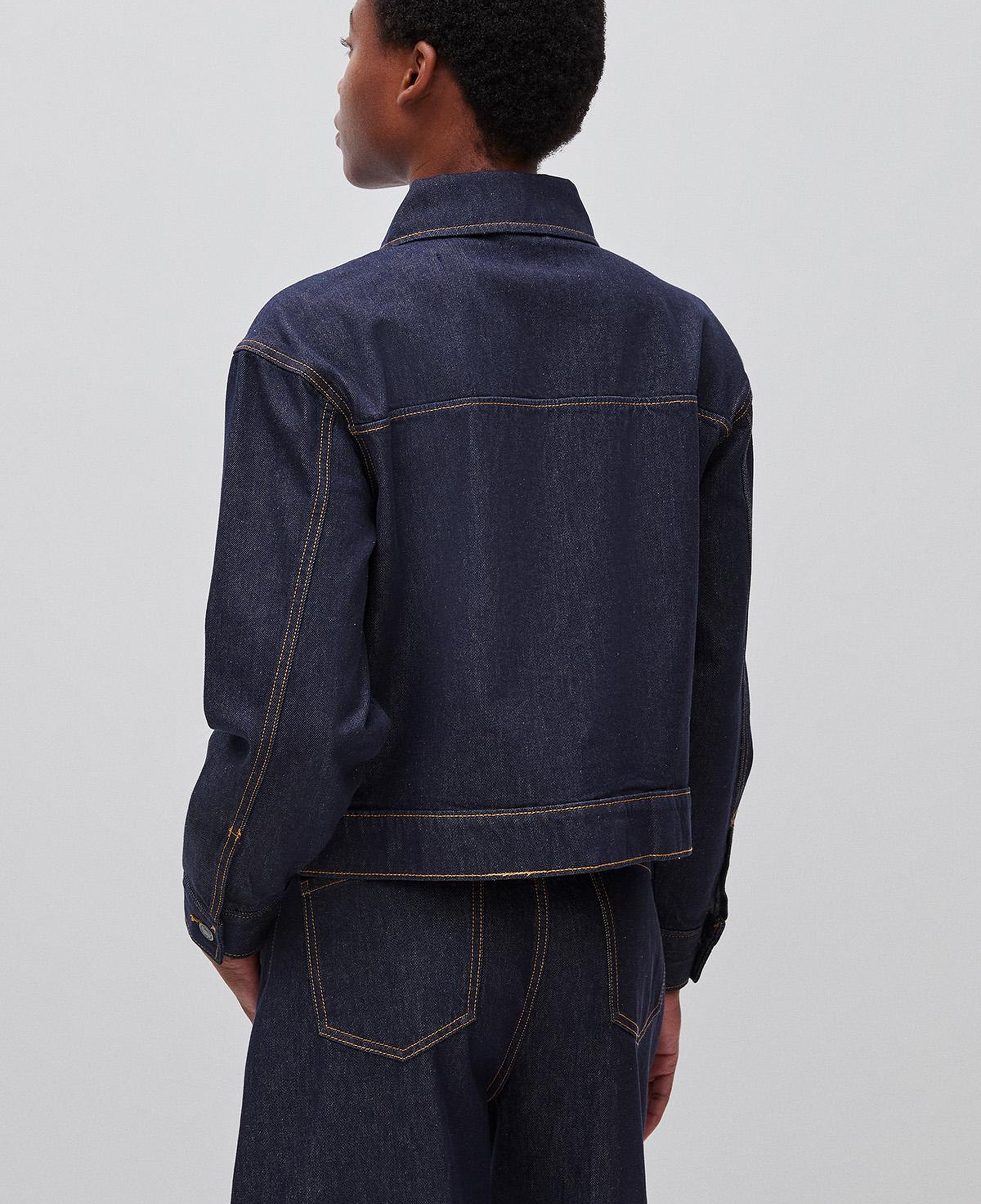 Kadın Koyu Mavi %100 Pamuk Regular Fit Cepli Denim Mont